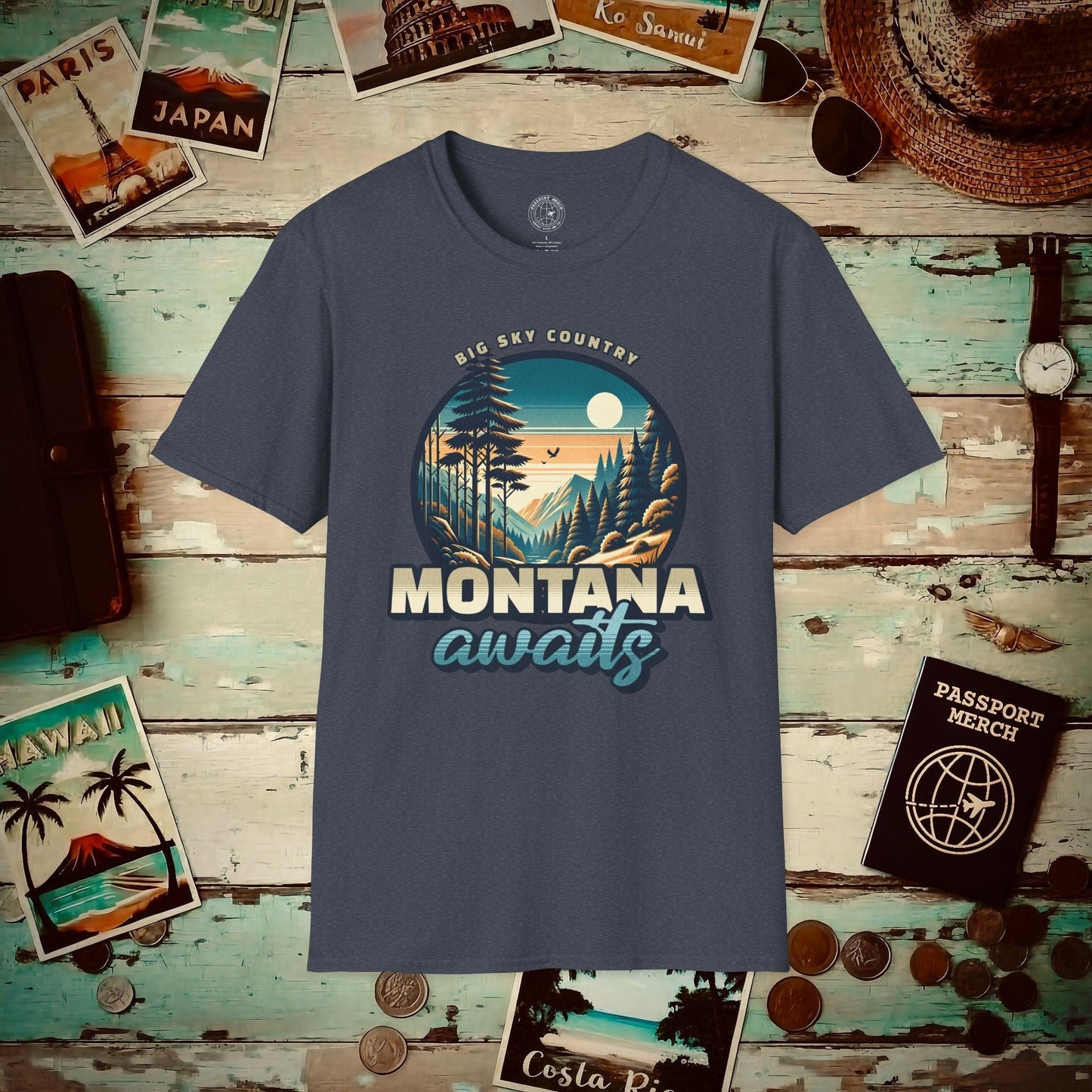 Big Sky Country Montana T-Shirt Heather Navy / S