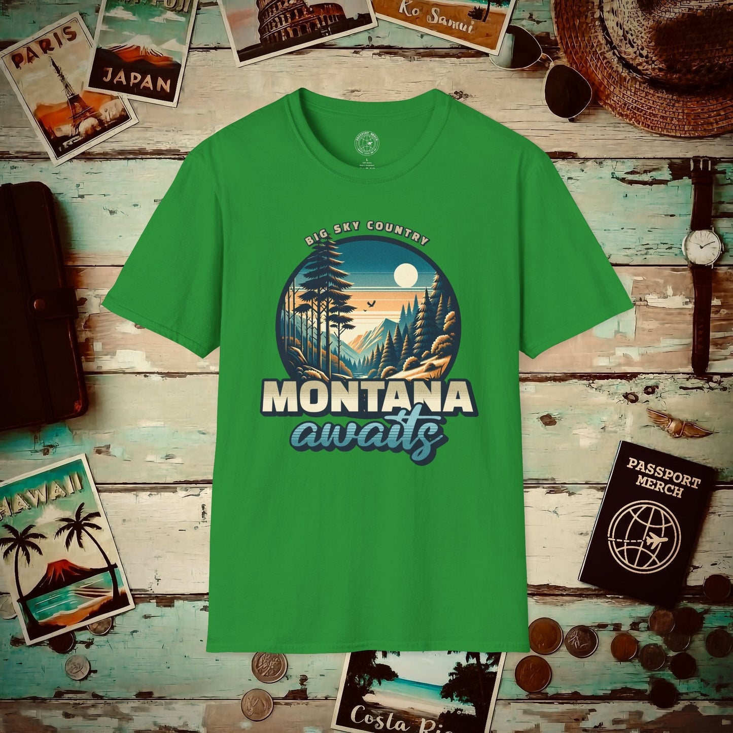 Big Sky Country Montana T-Shirt Irish Green / S