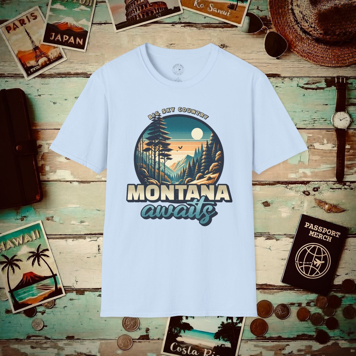 Big Sky Country Montana T-Shirt Light Blue / S