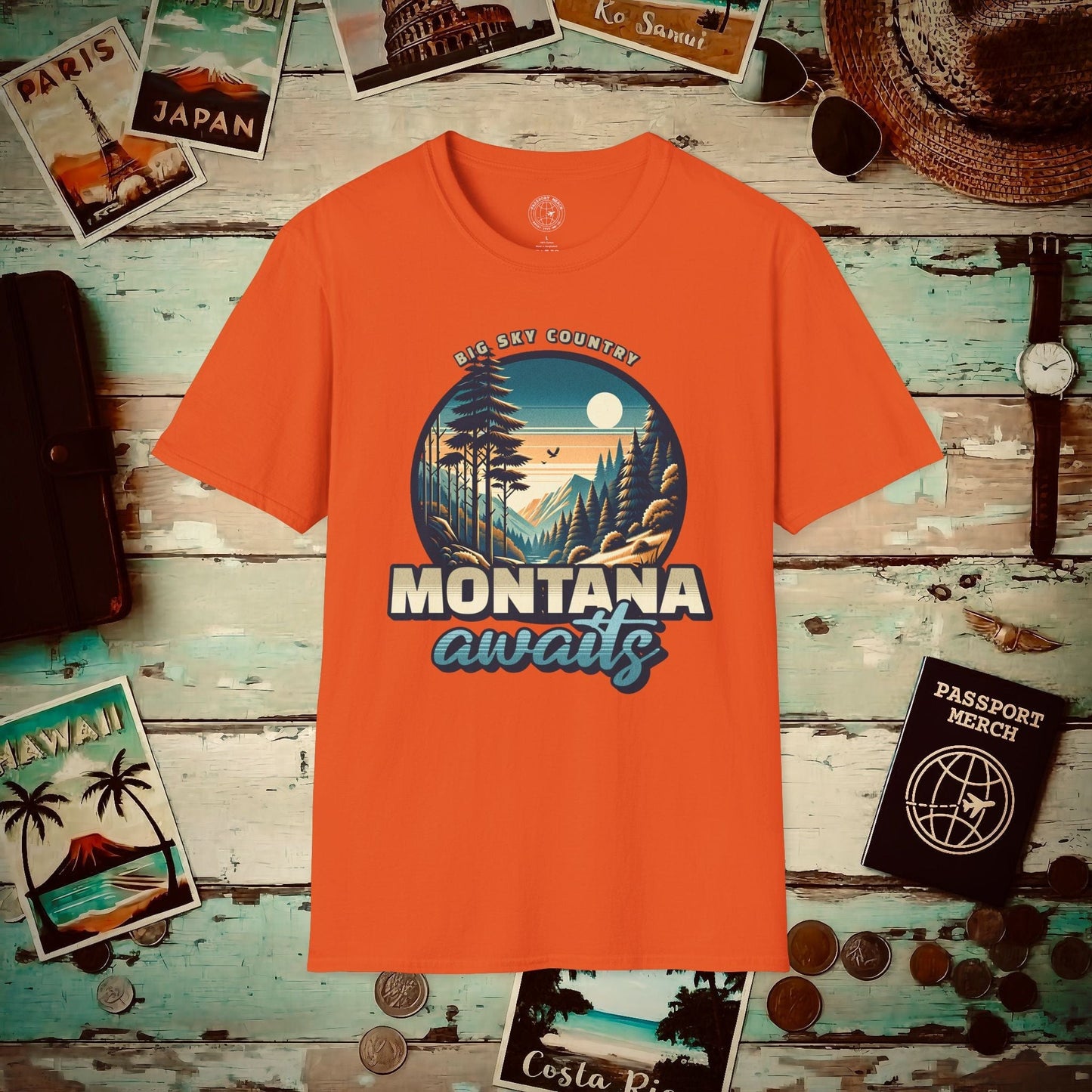 Big Sky Country Montana T-Shirt Orange / S