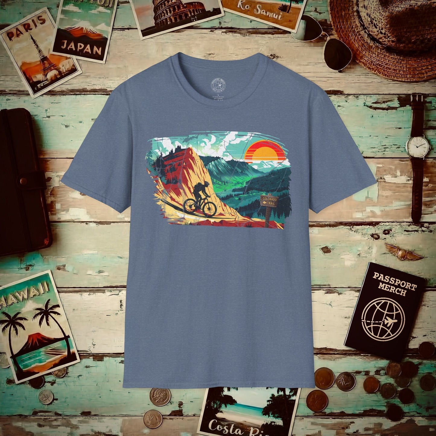 Bike The Colorado Trail T-Shirt Heather Indigo / S