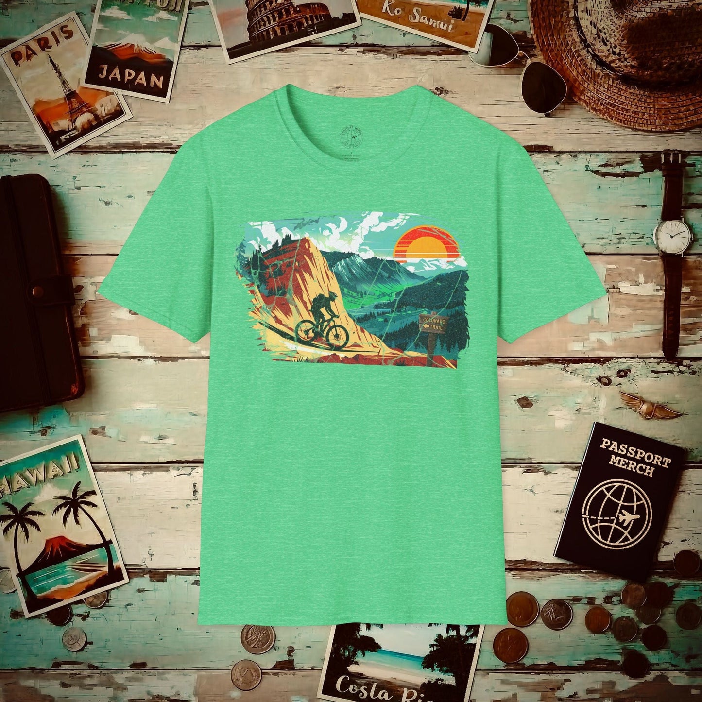 Bike The Colorado Trail T-Shirt Heather Irish Green / S