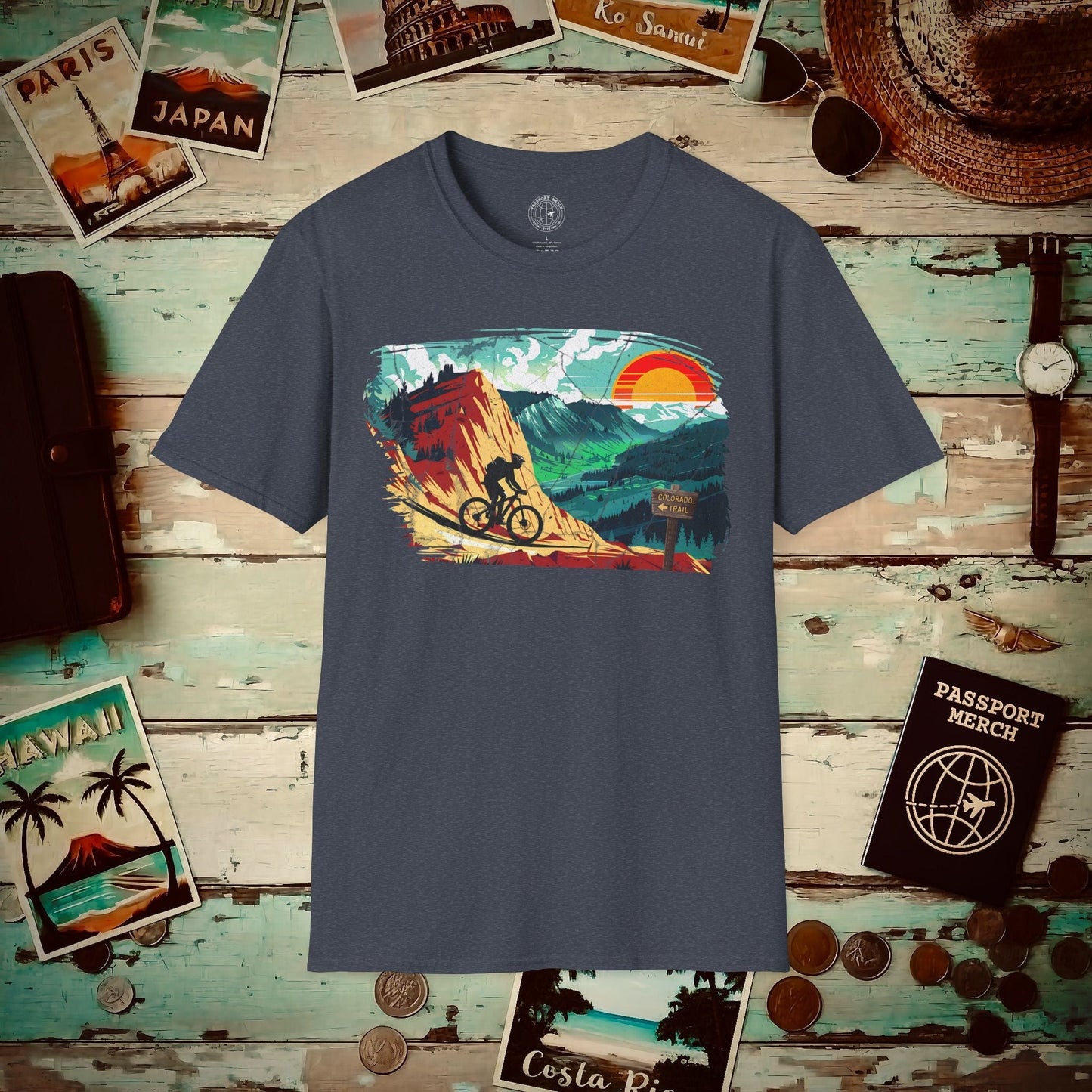 Bike The Colorado Trail T-Shirt Heather Navy / S