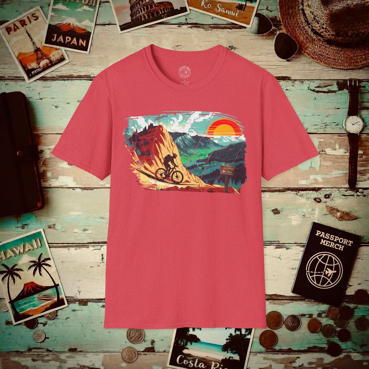Bike The Colorado Trail T-Shirt Heather Red / S
