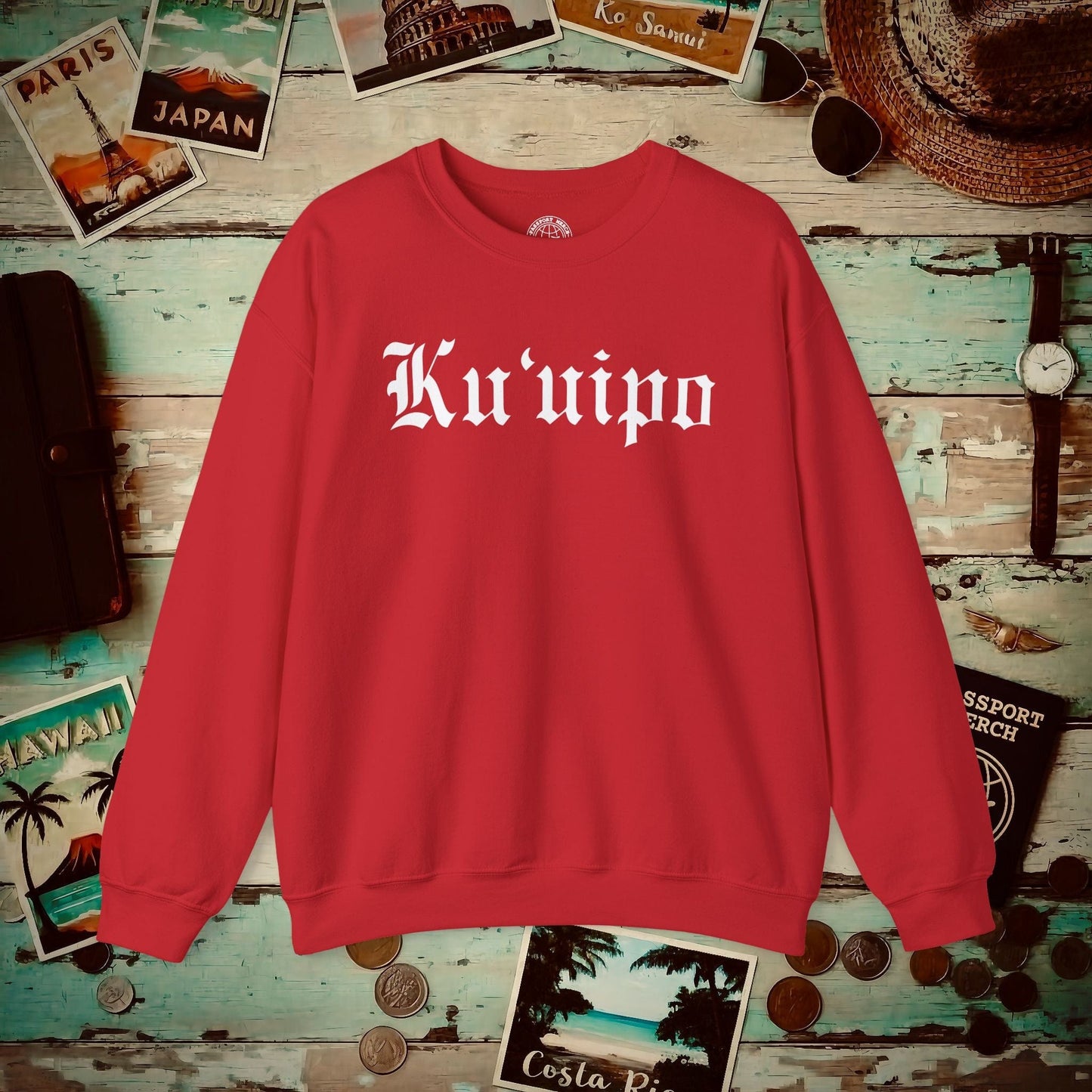 Black and White Ku'uipo (Hawaiian Jewelry Style) Crewneck Red / S
