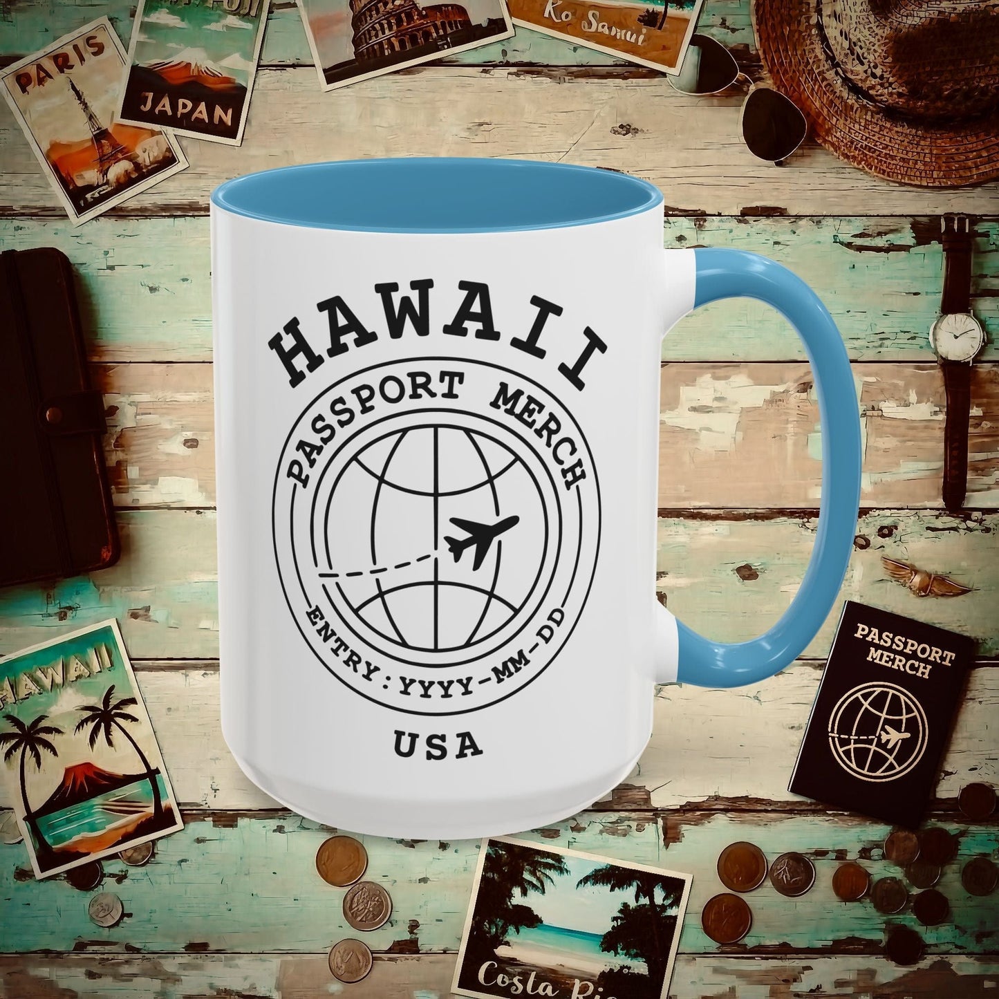 Brand Passport Stamp, Hawaii 15oz Mug Light Blue / 15oz