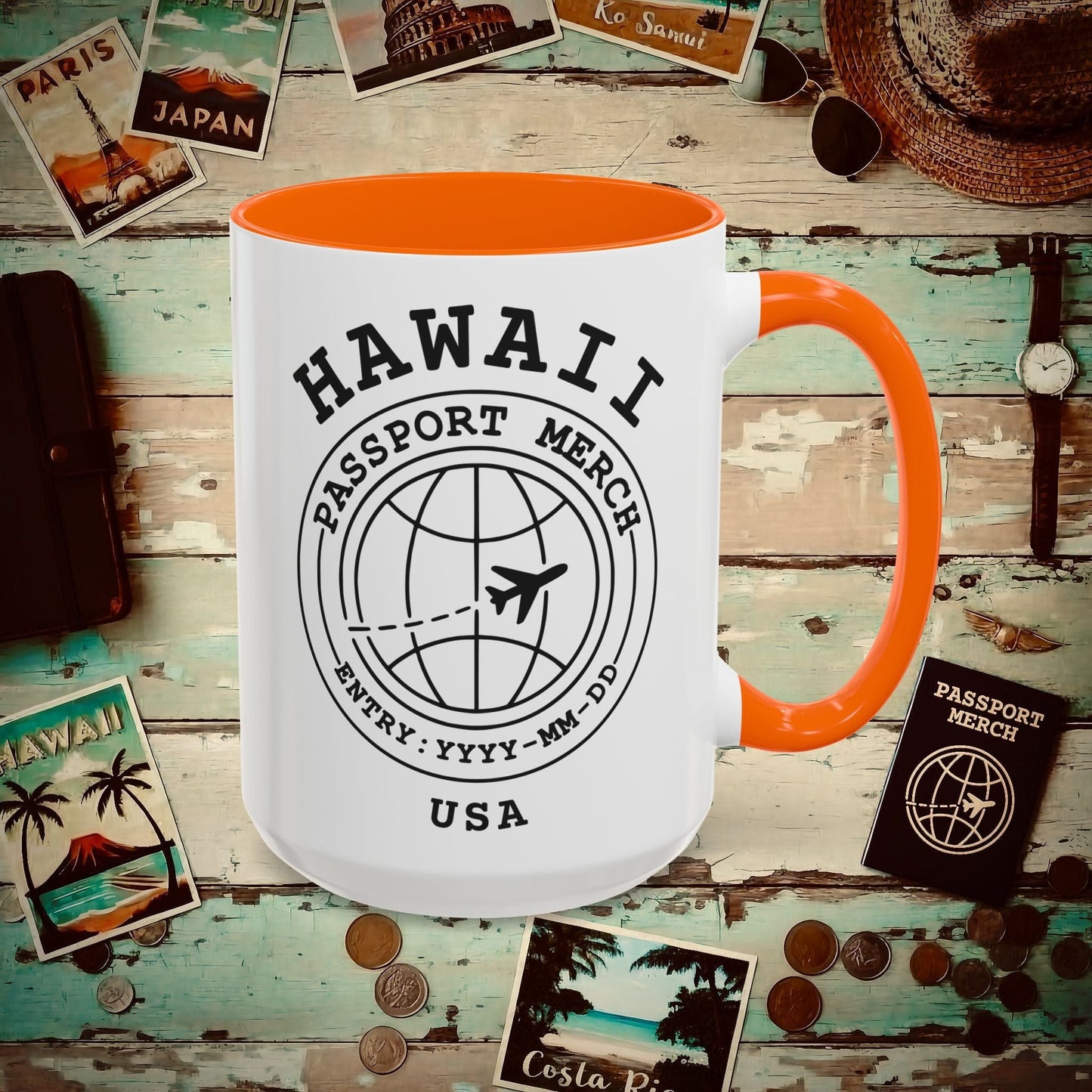 Brand Passport Stamp, Hawaii 15oz Mug Orange / 15oz