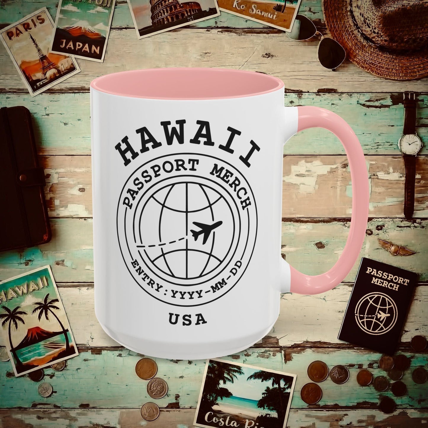 Brand Passport Stamp, Hawaii 15oz Mug Pink / 15oz