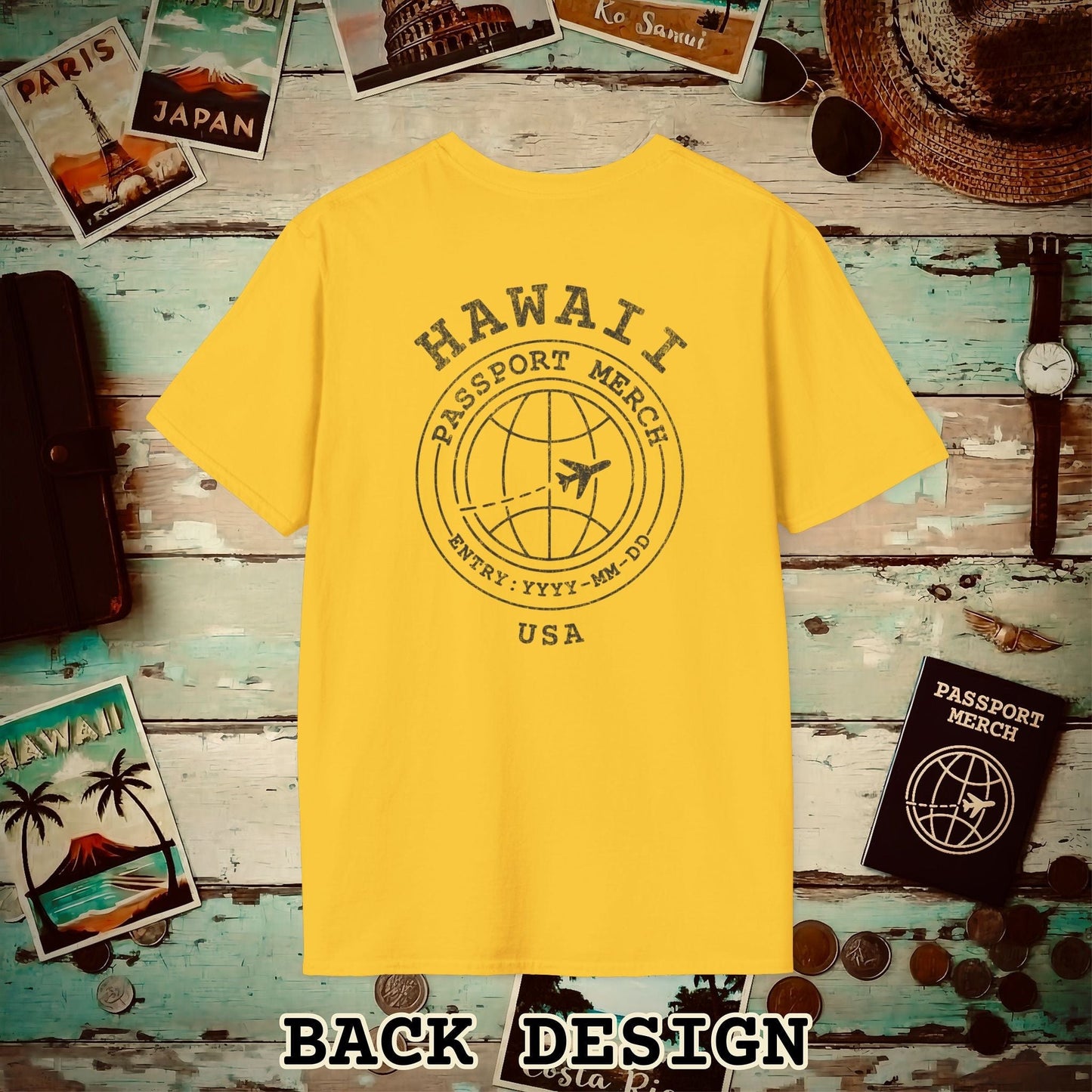 Brand Passport Stamp, Hawaii, Back Print T-Shirt Daisy / S