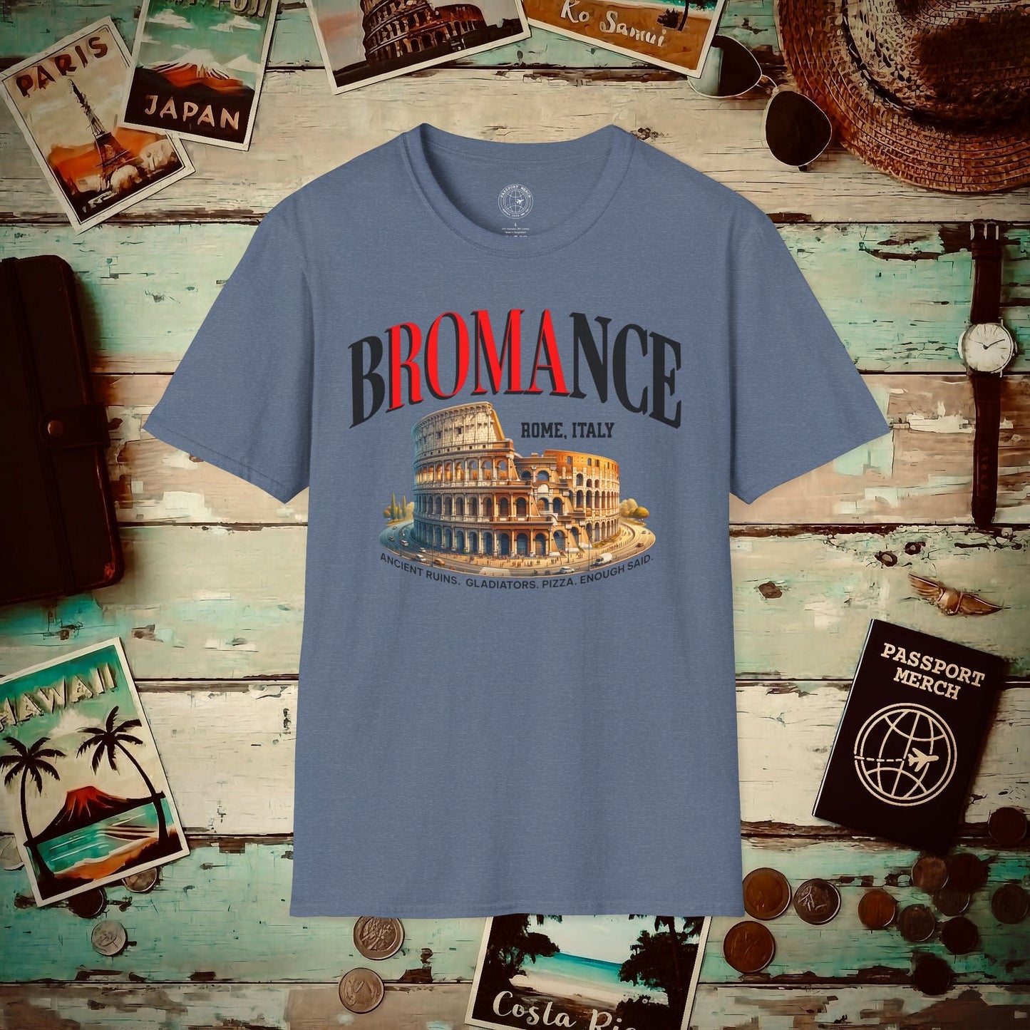 bROMAnce, Rome Italy T-Shirt Heather Indigo / S