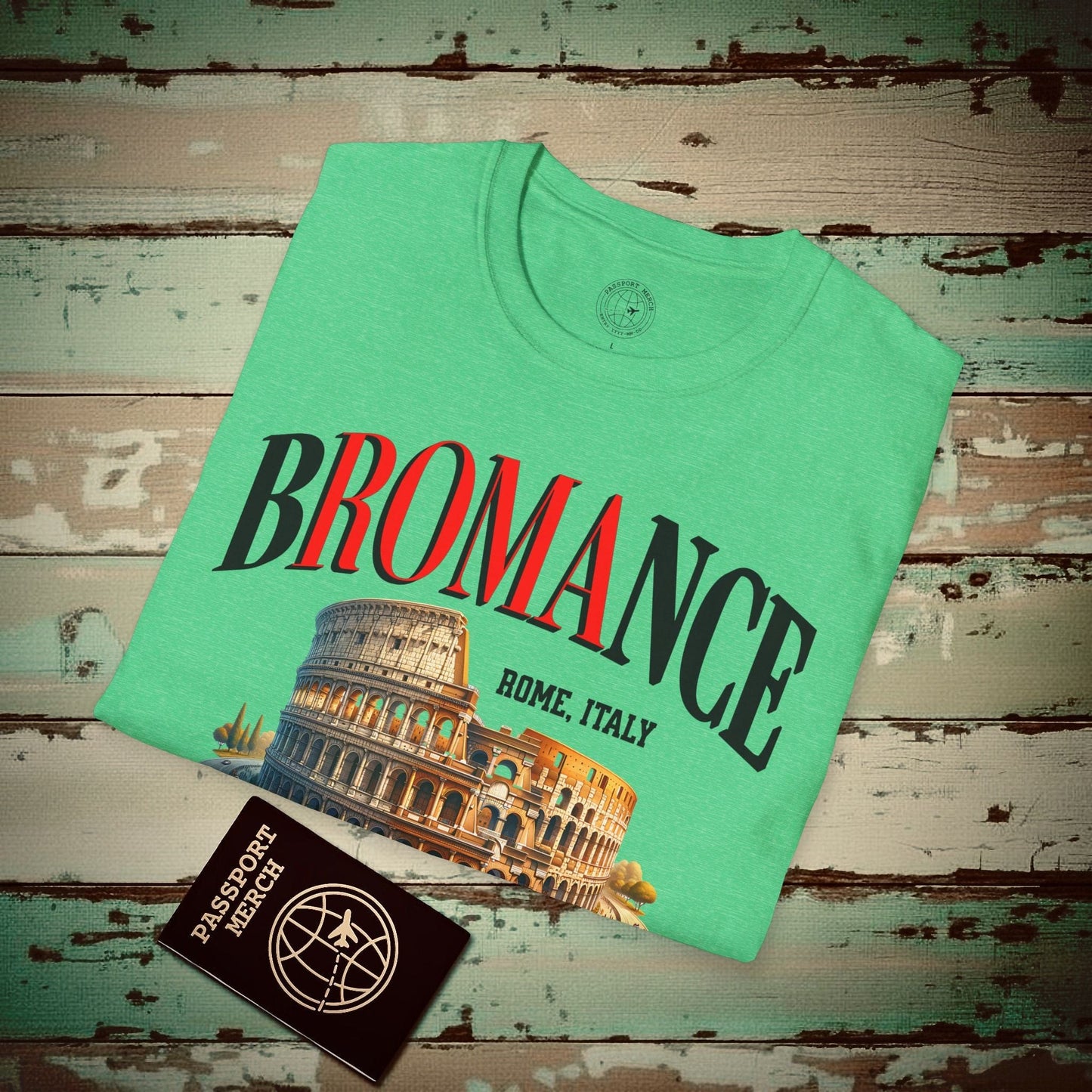 bROMAnce, Rome Italy T-Shirt Heather Irish Green / S
