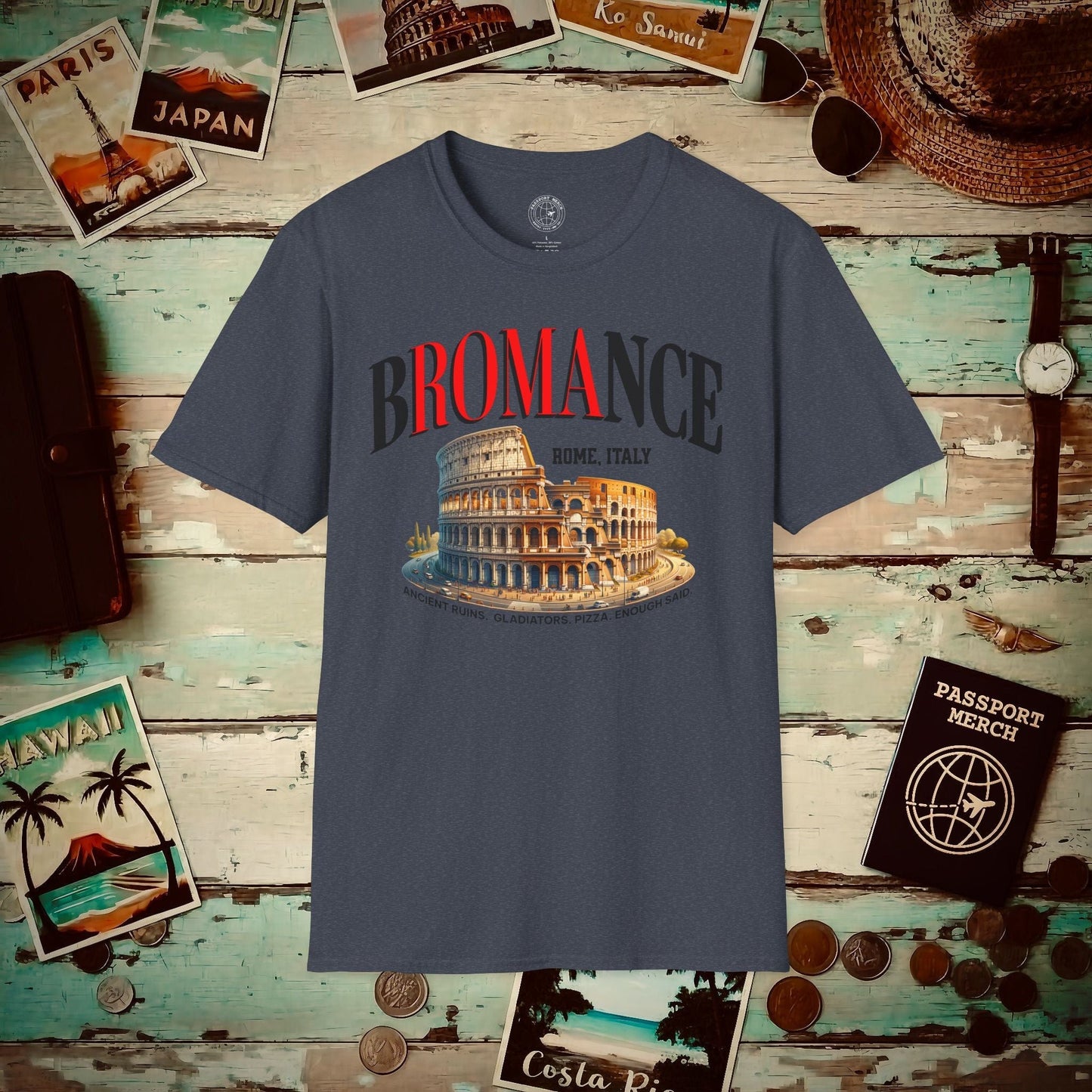 bROMAnce, Rome Italy T-Shirt Heather Navy / S