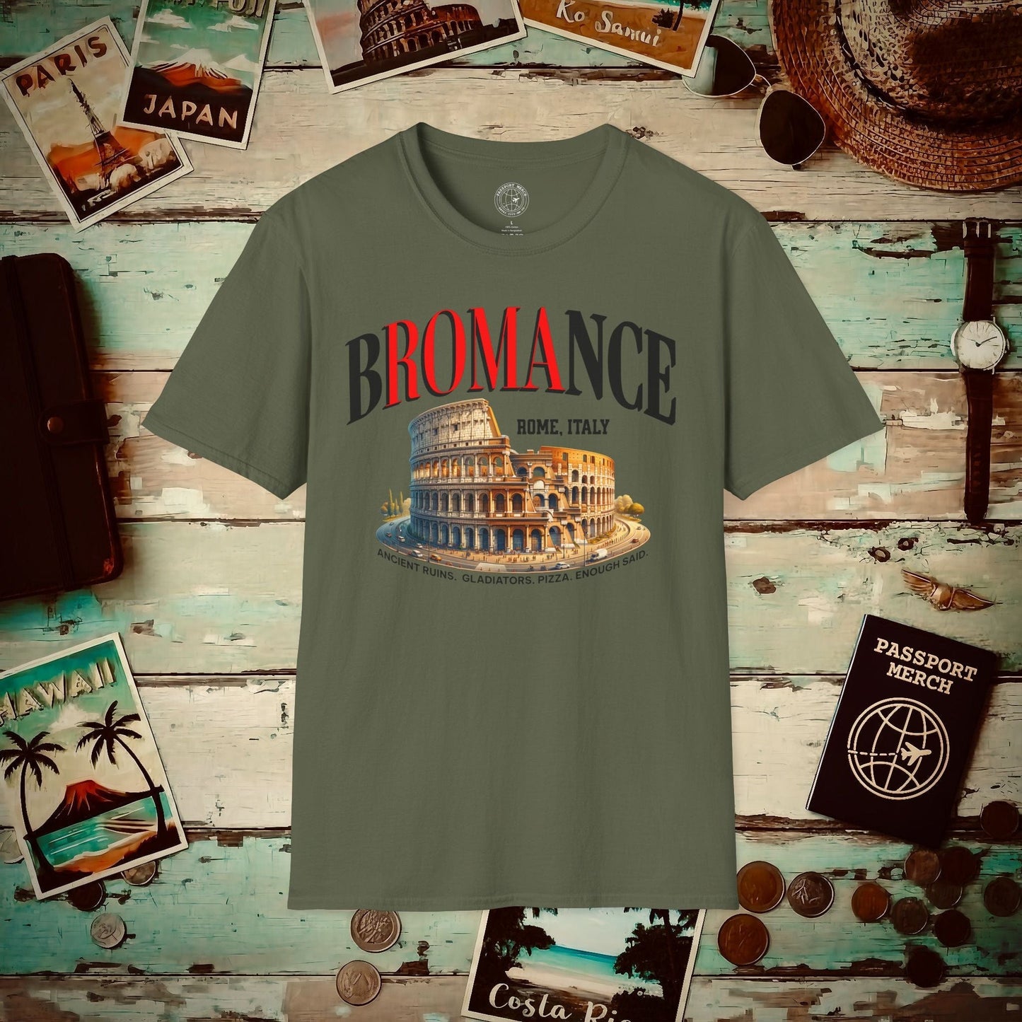 bROMAnce, Rome Italy T-Shirt Military Green / S