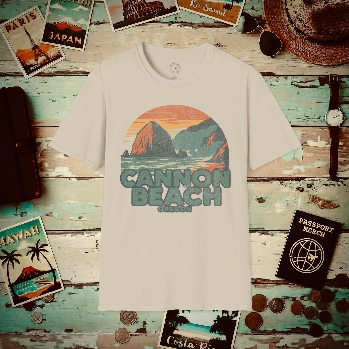 Cannon Beach, Oregon - 80's Vintage T-Shirt Sand / S