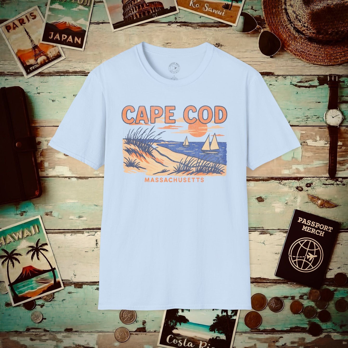 Cape Cod, Massachusetts - 80's Vintage T-Shirt Light Blue / S