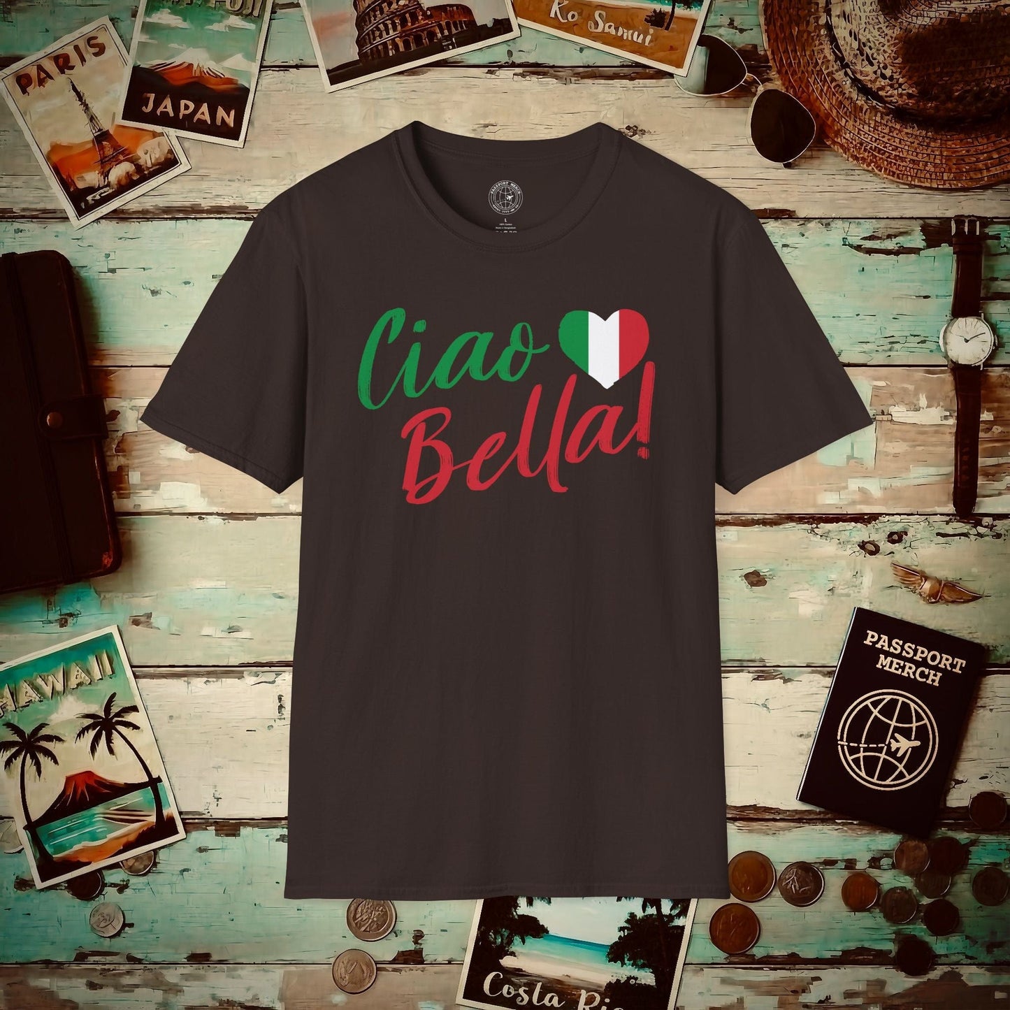 Ciao Bella Heart Italy T-Shirt Dark Chocolate / S