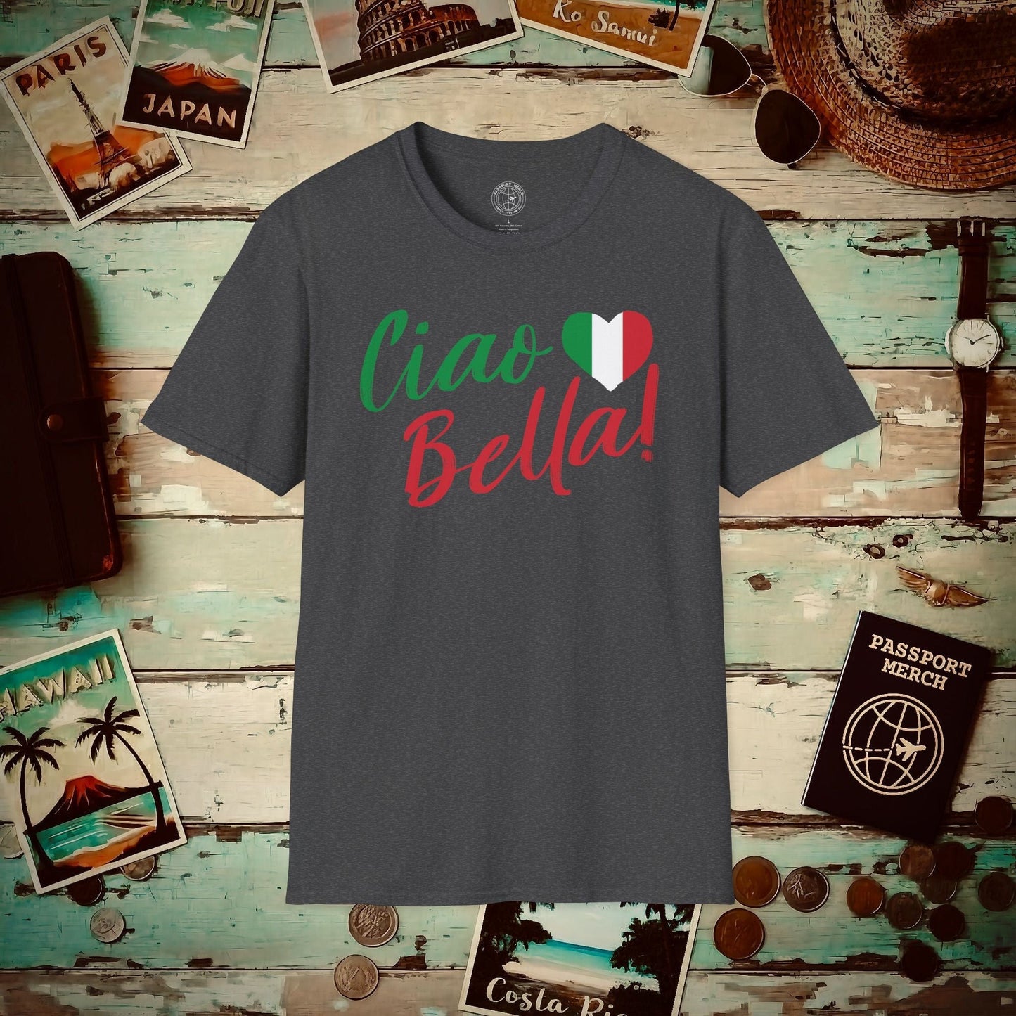 Ciao Bella Heart Italy T-Shirt Dark Heather / S