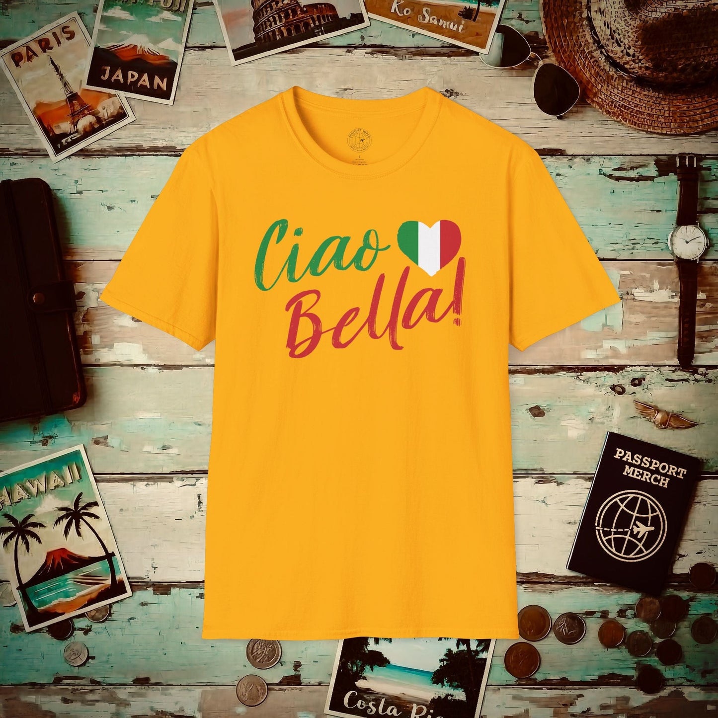Ciao Bella Heart Italy T-Shirt Gold / S