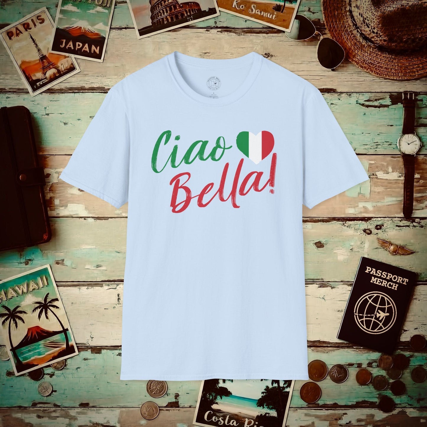 Ciao Bella Heart Italy T-Shirt Light Blue / S