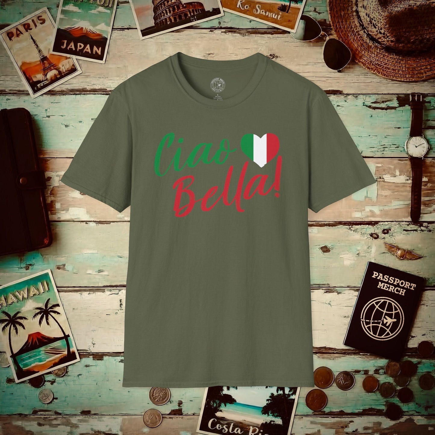 Ciao Bella Heart Italy T-Shirt Military Green / S
