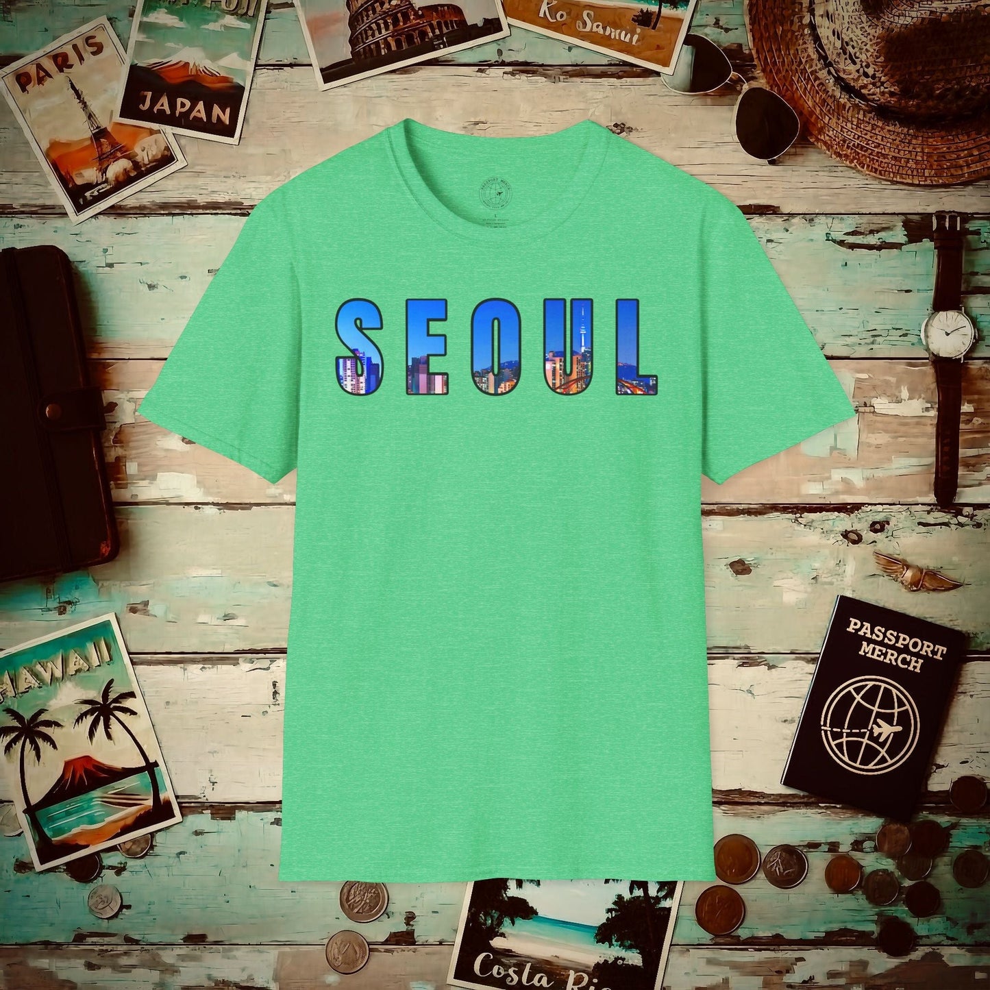 City Window Seoul Korea T-Shirt Heather Irish Green / S