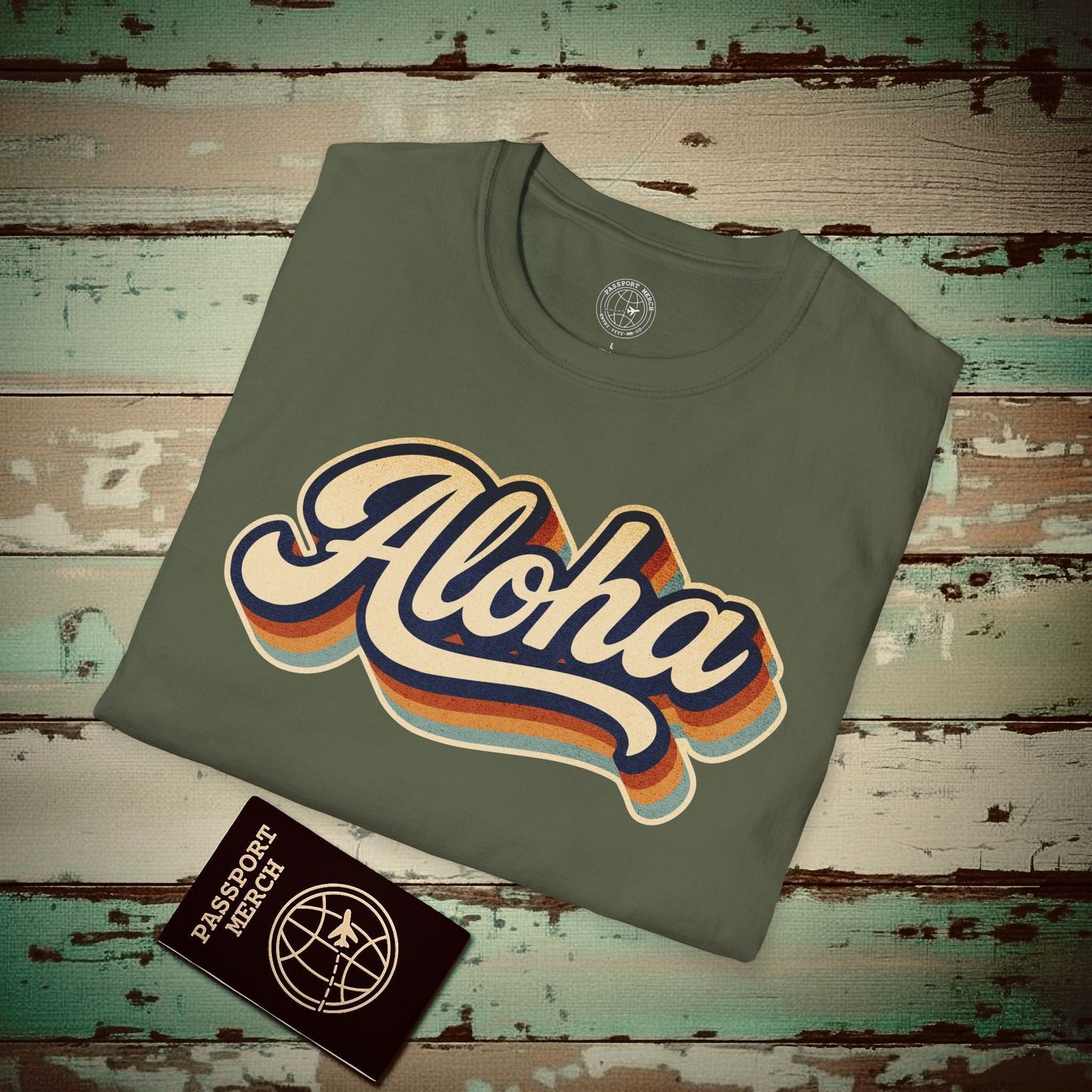 Classic 70s, Aloha, Hawaii T-Shirt Military Green / S