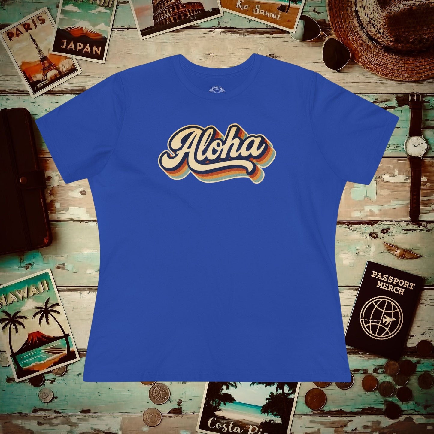 Classic 70s, Aloha, Hawaii, Womens Fit T-Shirt True Royal / S