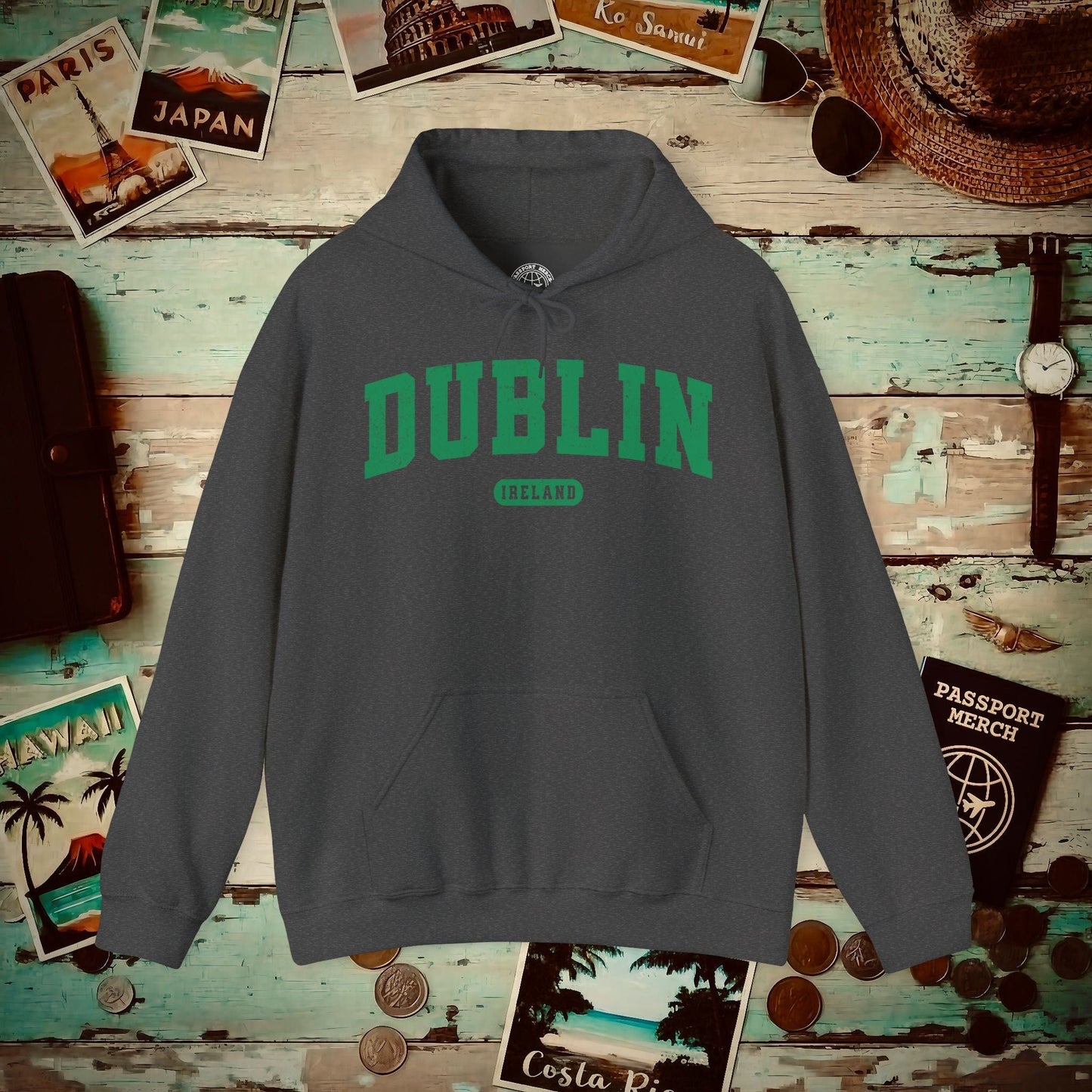 Classic Athletic (Bucket List Edition), Dublin, Ireland Hoodie Dark Heather / S