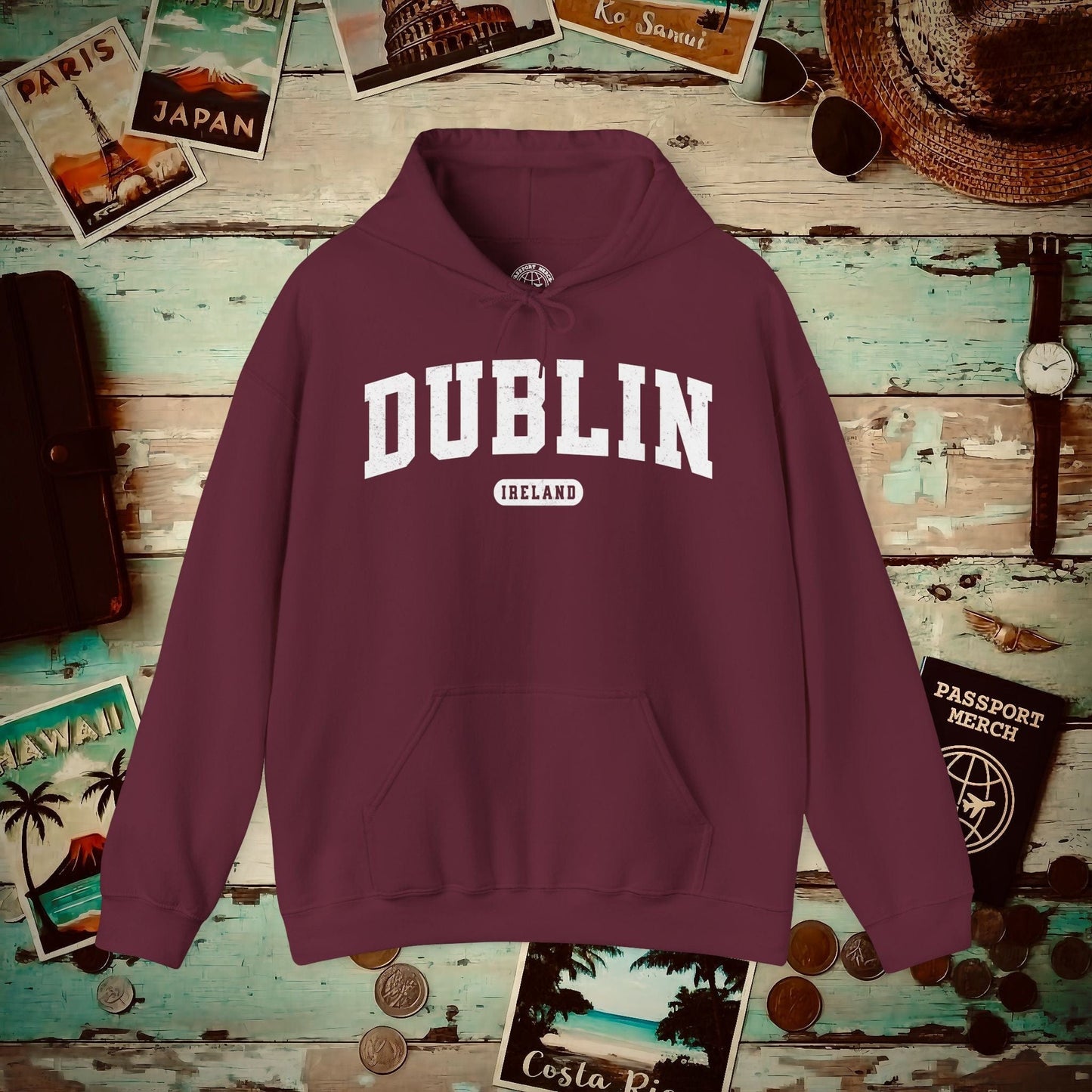 Classic Athletic (Bucket List Edition), Dublin, Ireland Hoodie Maroon / S