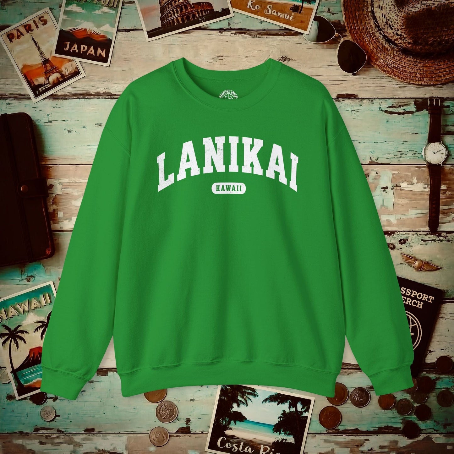 Classic Athletic (Bucket List Edition), Lanikai, Hawaii Crewneck Irish Green / S