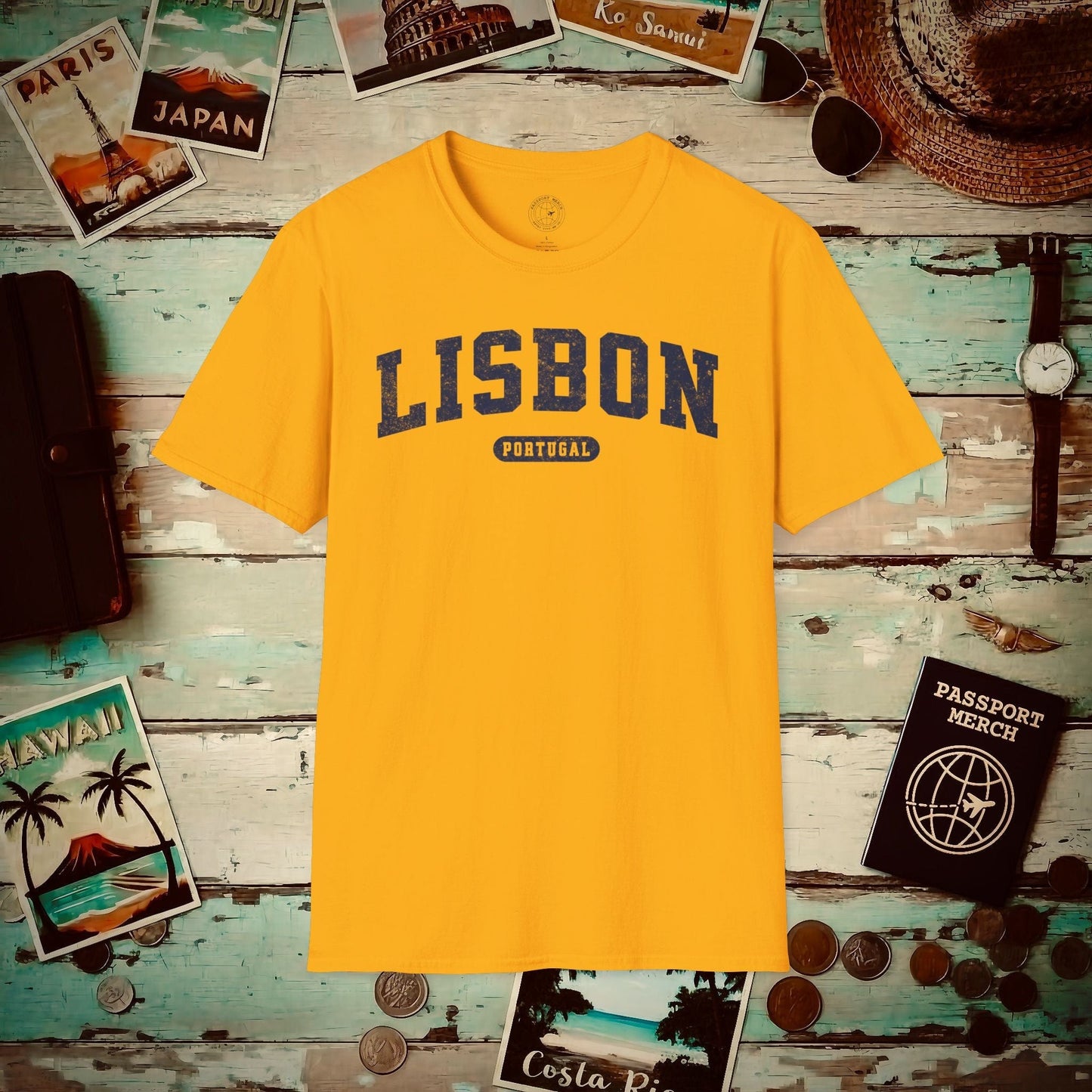 Classic Athletic (Bucket List Edition), Lisbon, Portugal T-Shirt Gold / S