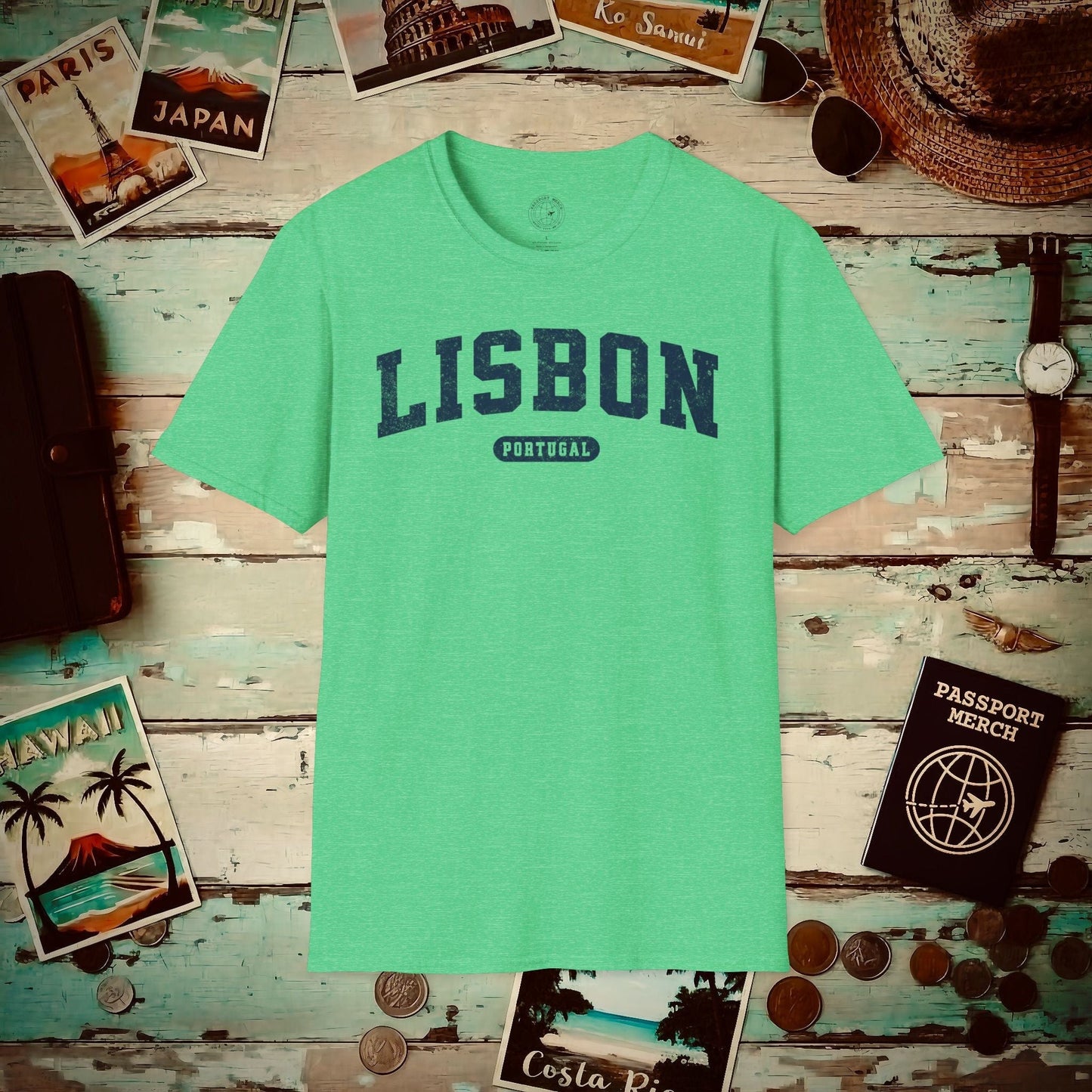 Classic Athletic (Bucket List Edition), Lisbon, Portugal T-Shirt Heather Irish Green / S