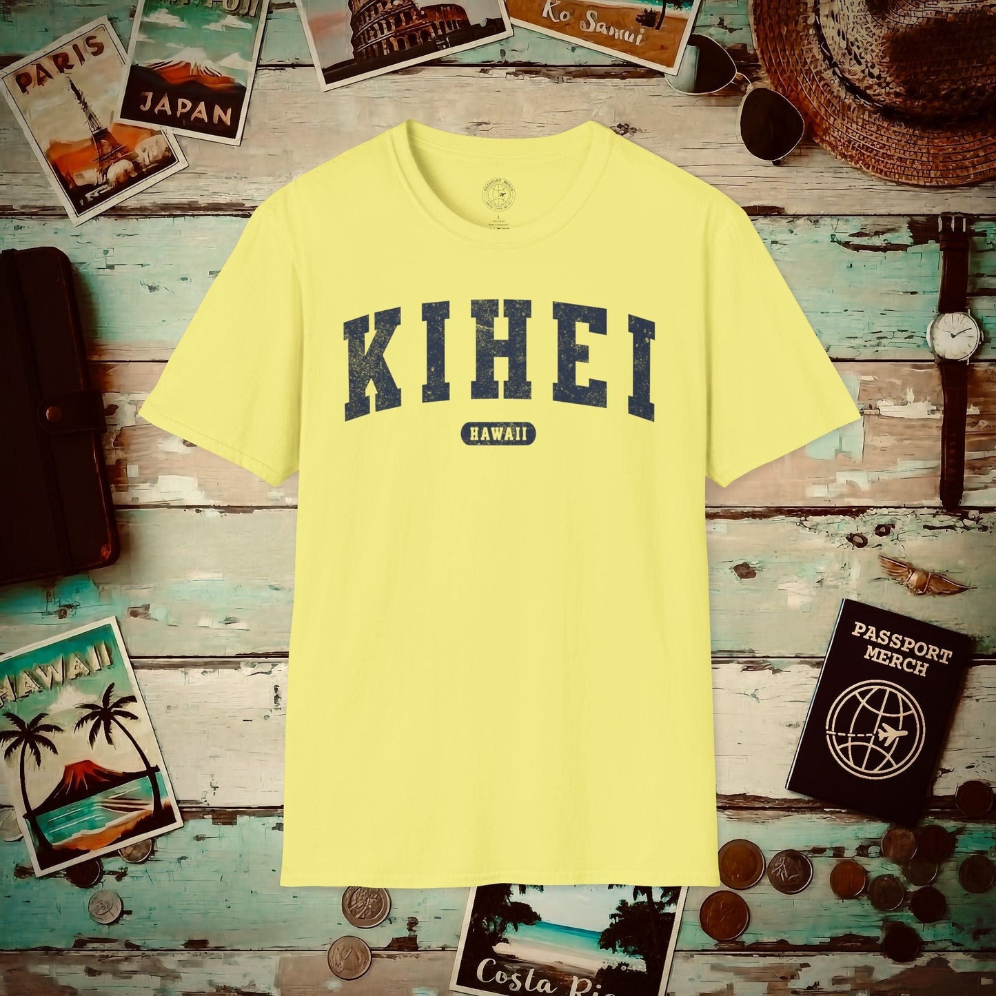 Classic Athletic, Kihei, Hawaii (Fan Service) T-Shirt Cornsilk / S