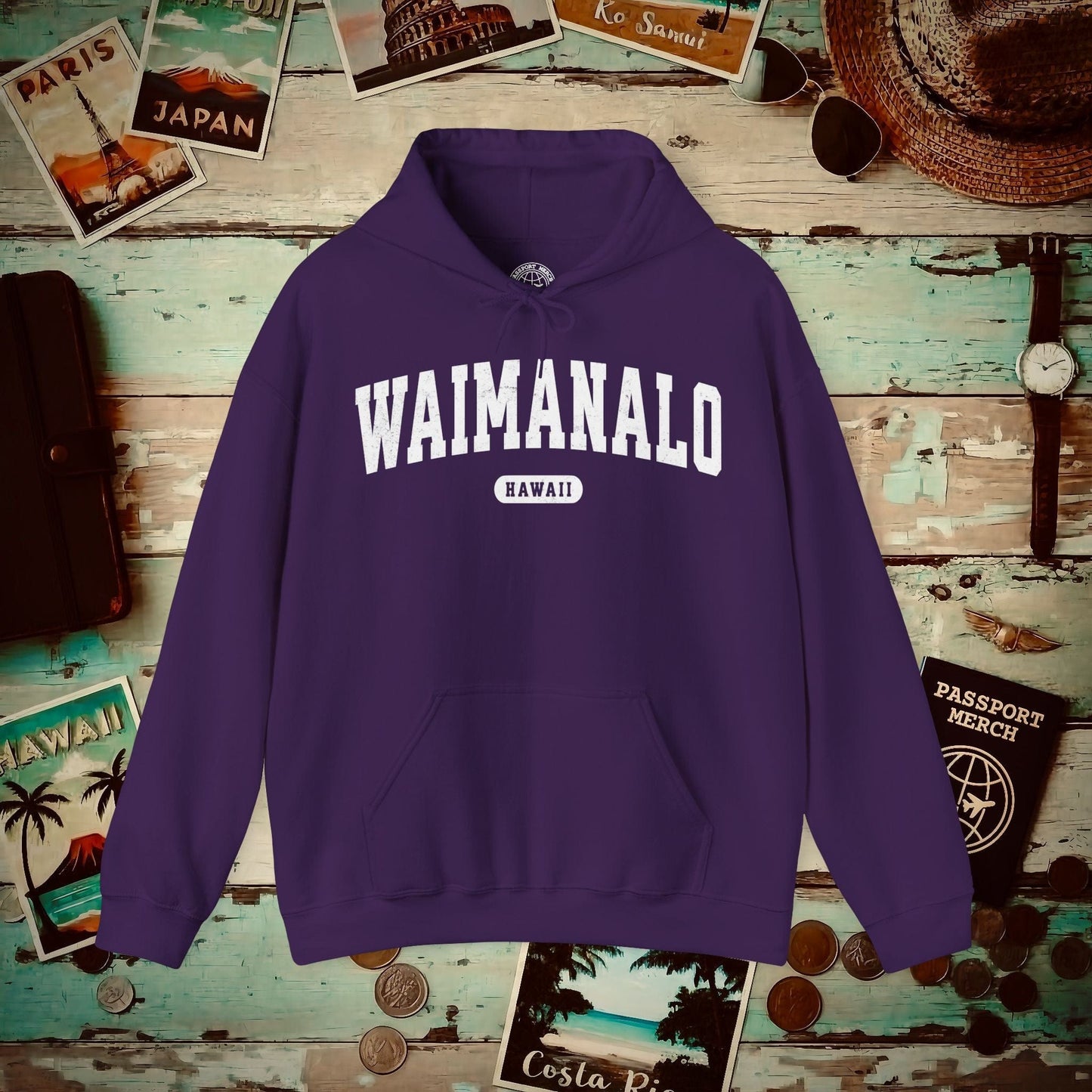 Classic Athletic, Waimanalo, Hawaii (Fan Service) Hoodie Purple / S