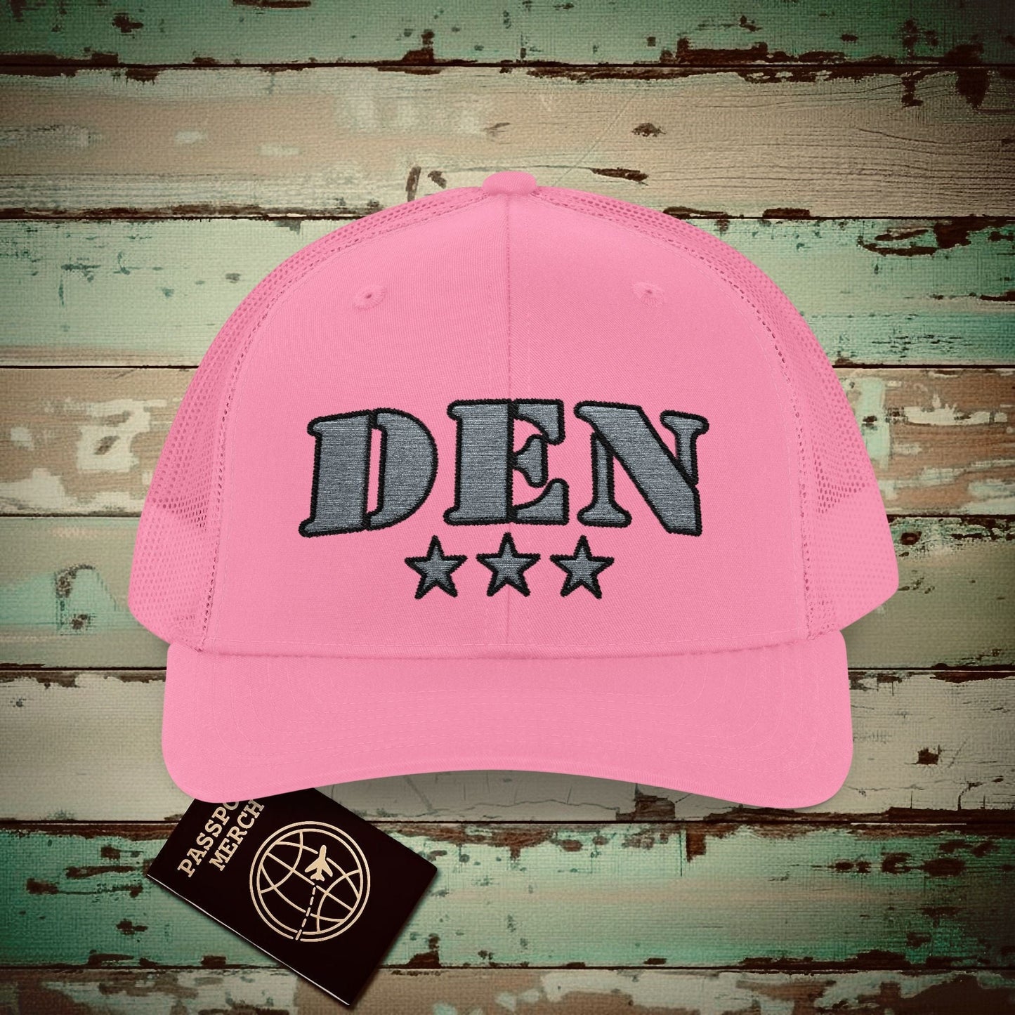 Classic Military, Denver Colorado Airport Code (DEN) Embroidered Trucker Hat Pink / One size