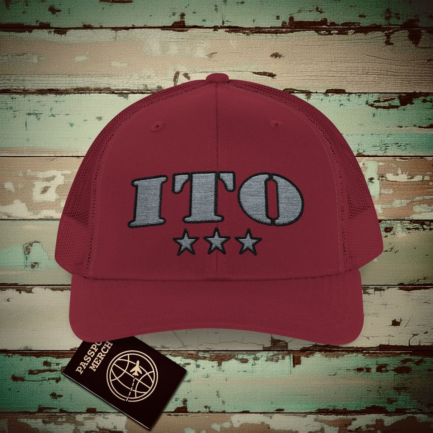 Classic Military, Hilo Hawaii Airport Code (ITO) Embroidered Trucker Hat Cranberry / One size