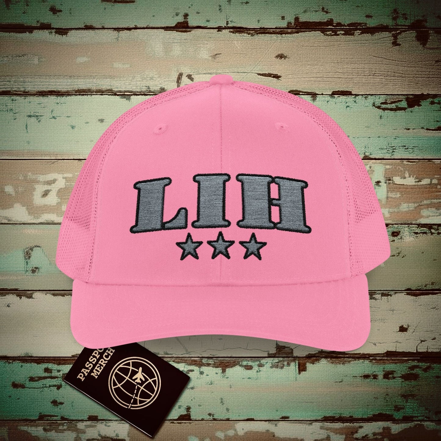 Classic Military, Lihue Hawaii Airport Code (LIH) Embroidered Trucker Hat Pink / One size