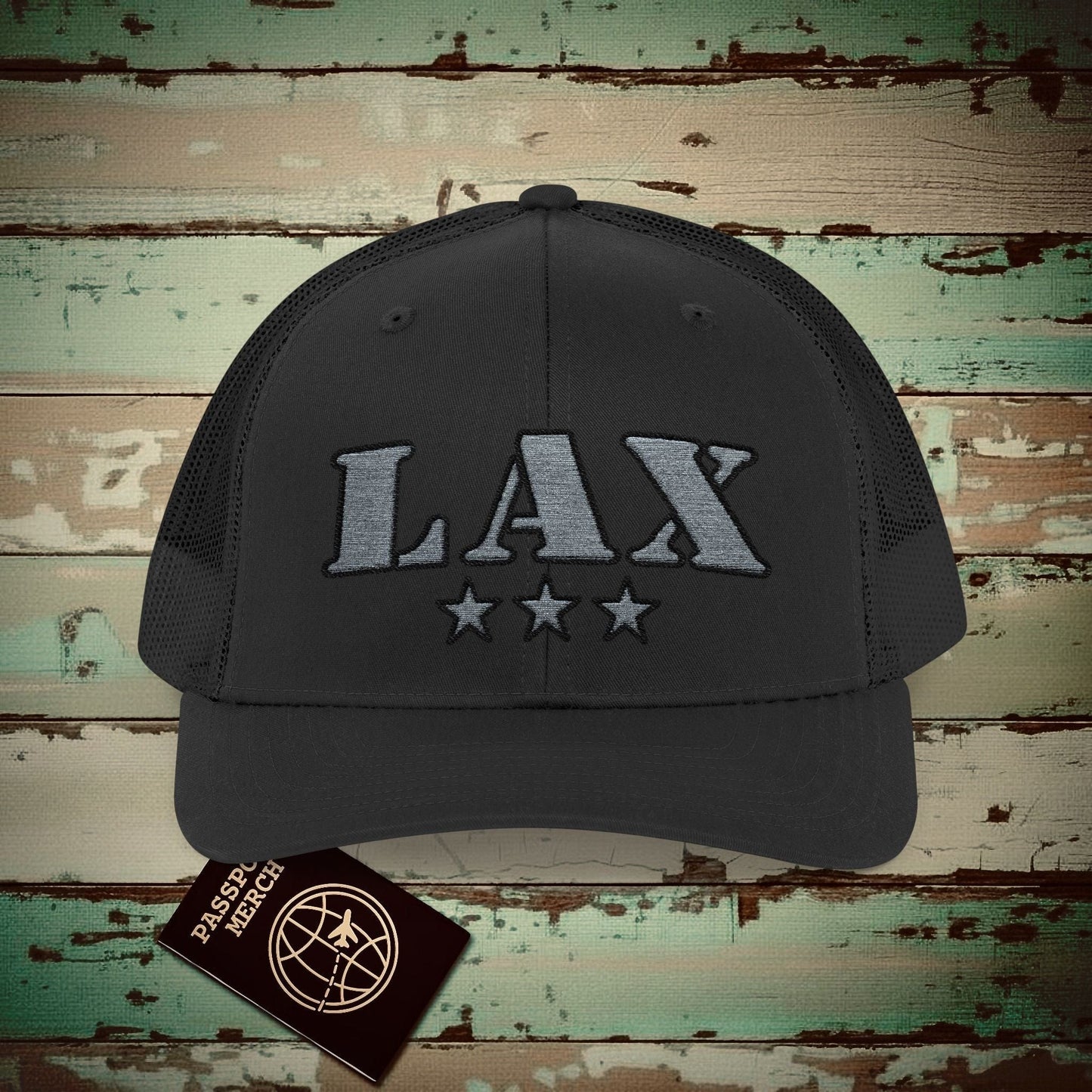 Classic Military, Los Angeles California Airport Code (LAX) Embroidered Trucker Hat Black / One size