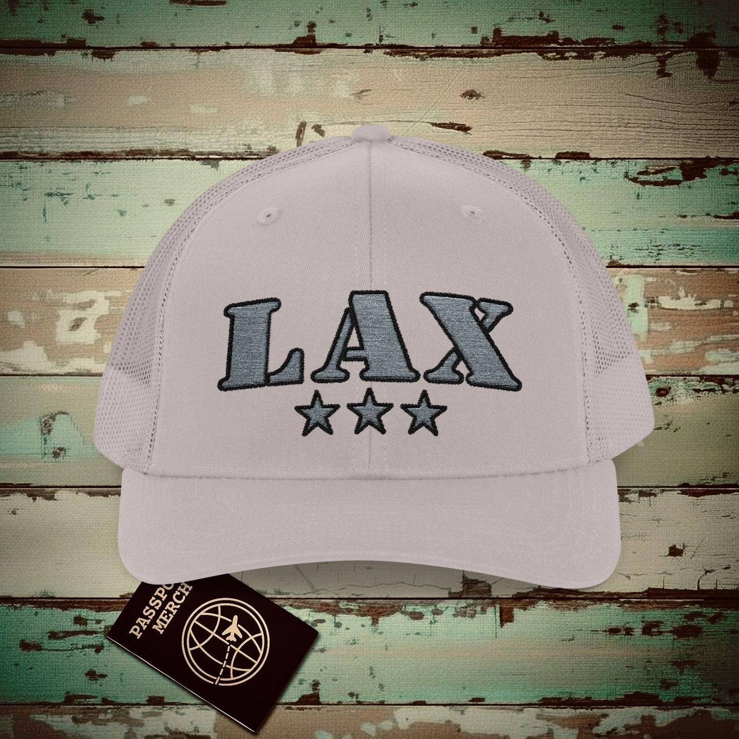 Classic Military, Los Angeles California Airport Code (LAX) Embroidered Trucker Hat Silver / One size