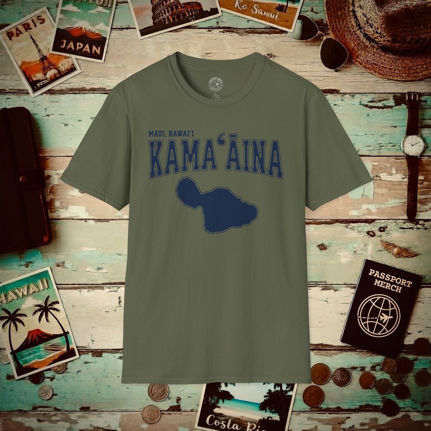 Classic University (Kamaaina Edition), Maui, Hawaii T-Shirt Military Green / S