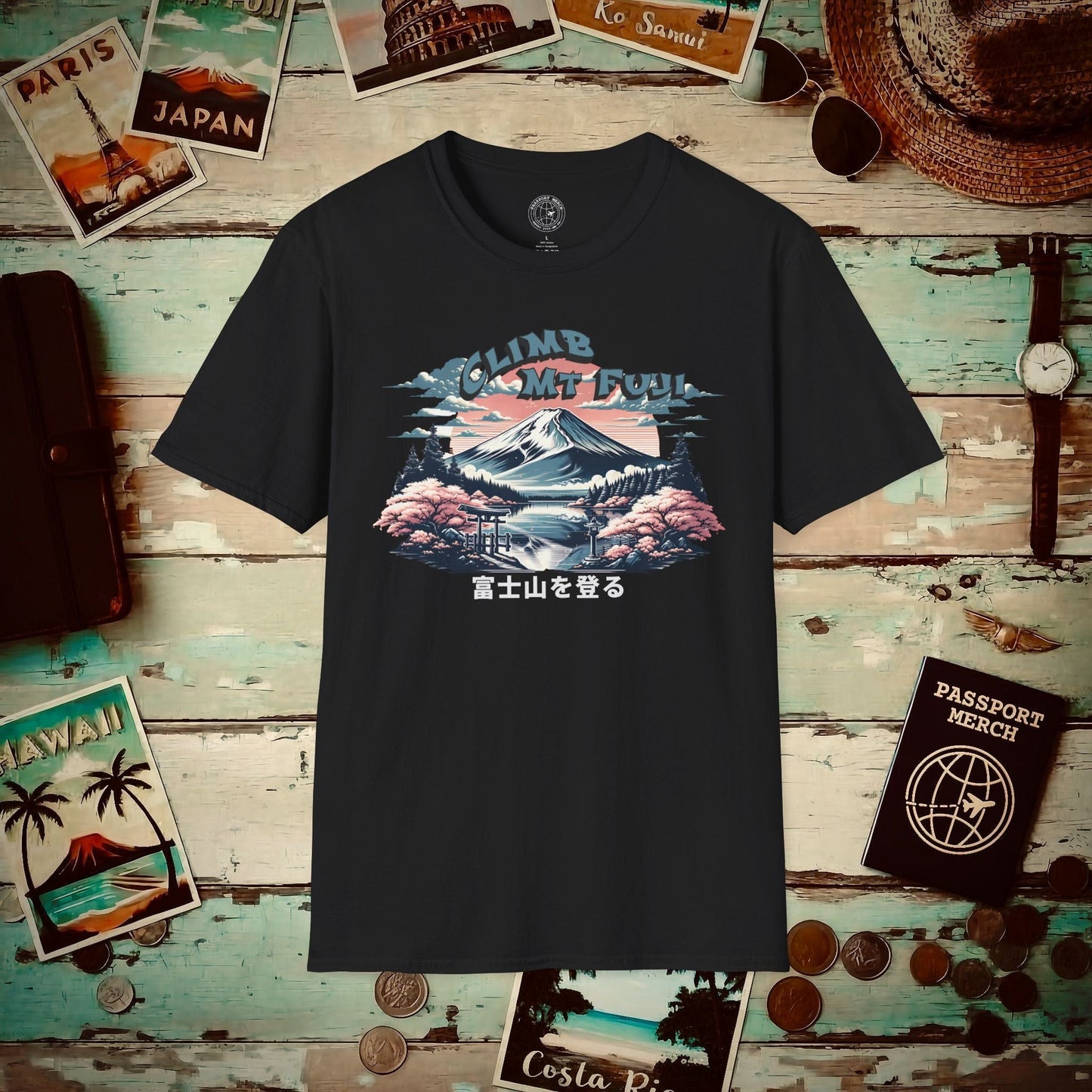 Climb Mount Fuji Japan T-Shirt Black / S