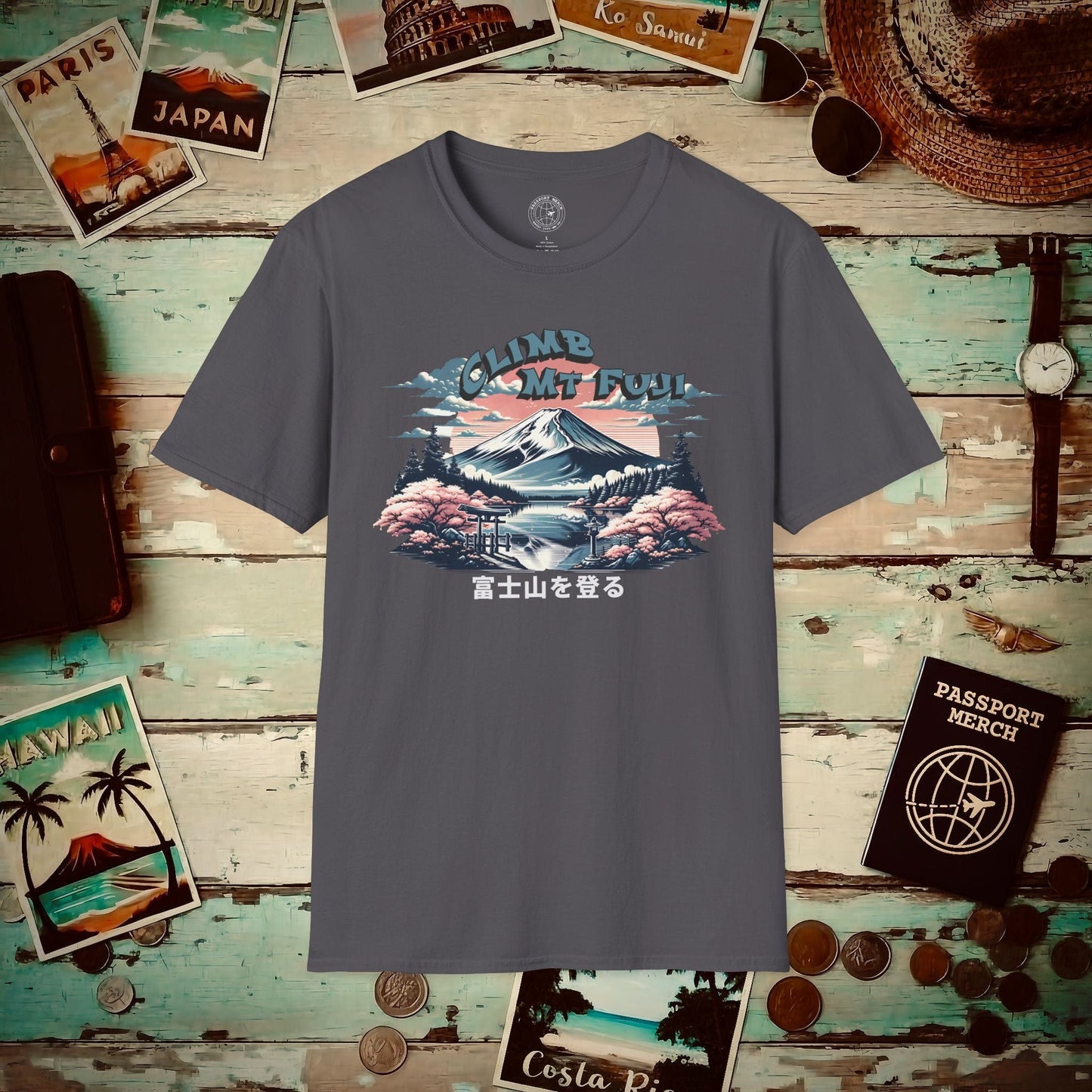 Climb Mount Fuji Japan T-Shirt Charcoal / S