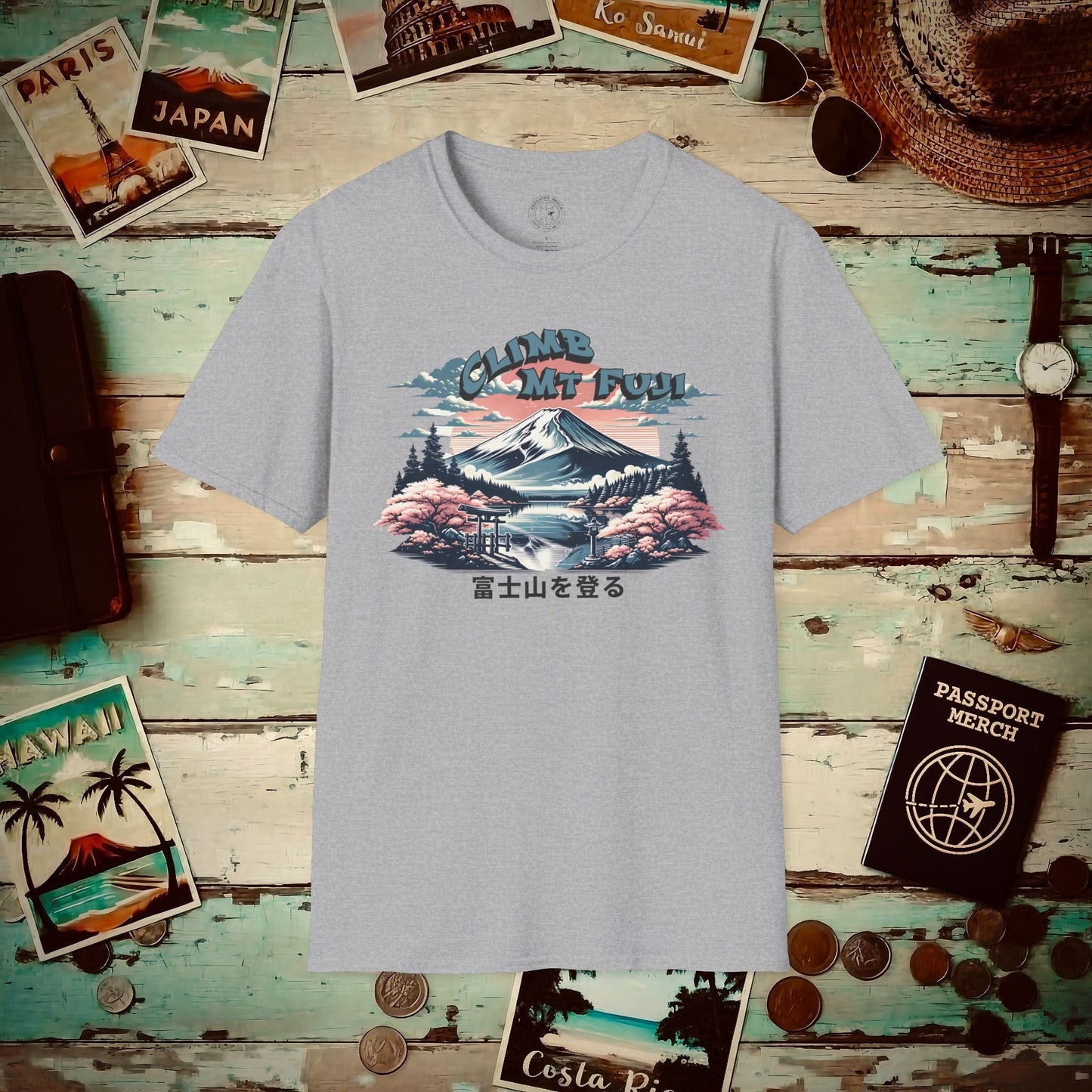 Climb Mount Fuji Japan T-Shirt Sport Grey / S