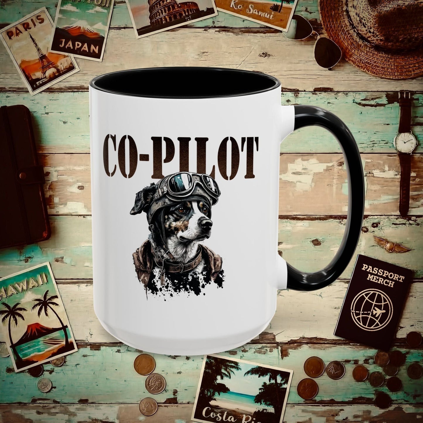 Co-Pilot Aviator Dog 15oz Mug Black / 15oz