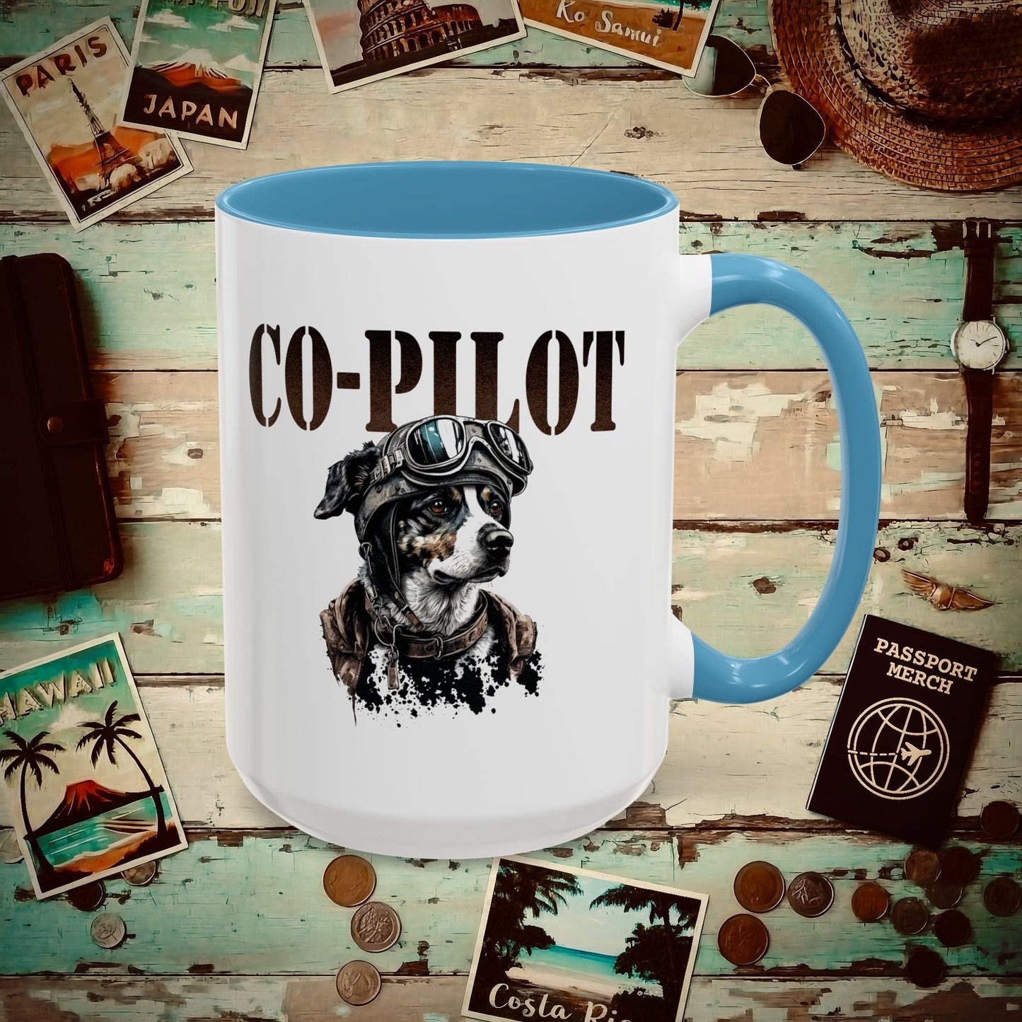 Co-Pilot Aviator Dog 15oz Mug Light Blue / 15oz