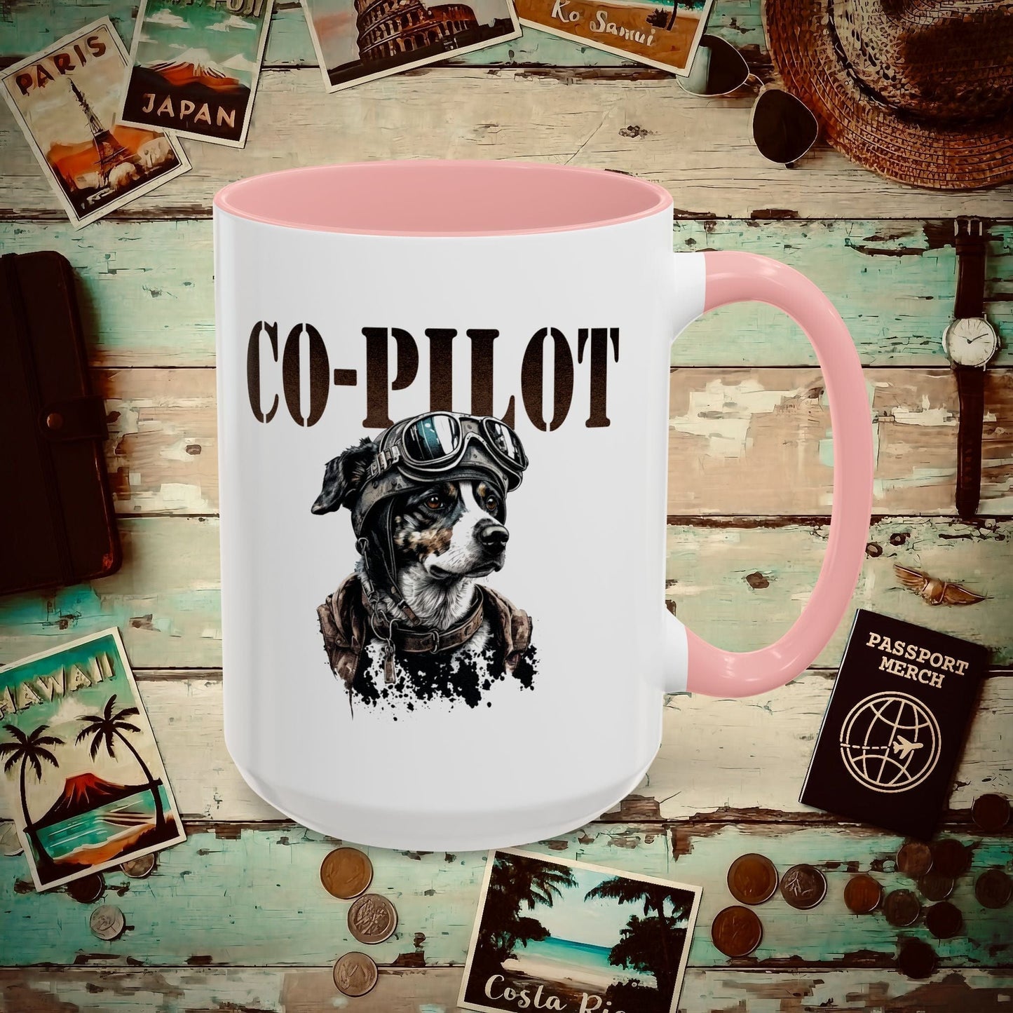 Co-Pilot Aviator Dog 15oz Mug Pink / 15oz