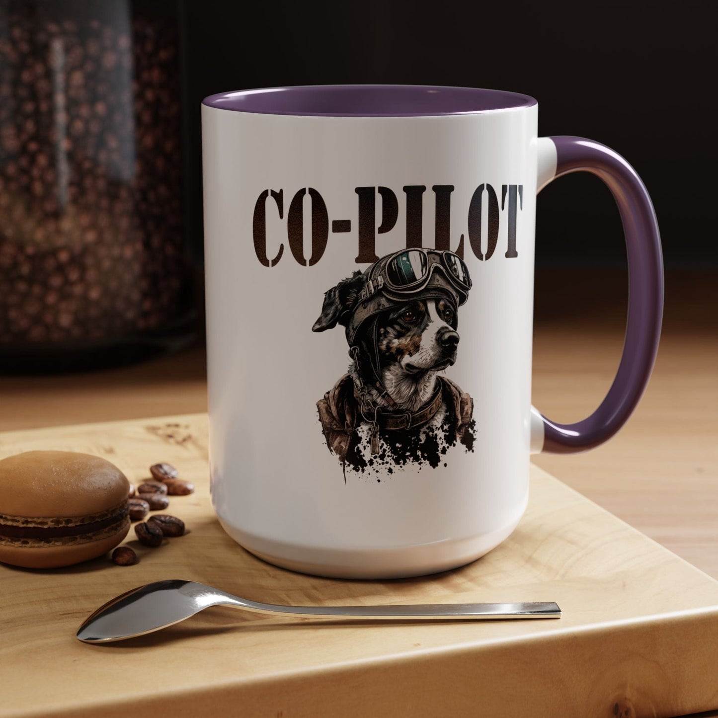 Co-Pilot Aviator Dog 15oz Mug Purple / 15oz