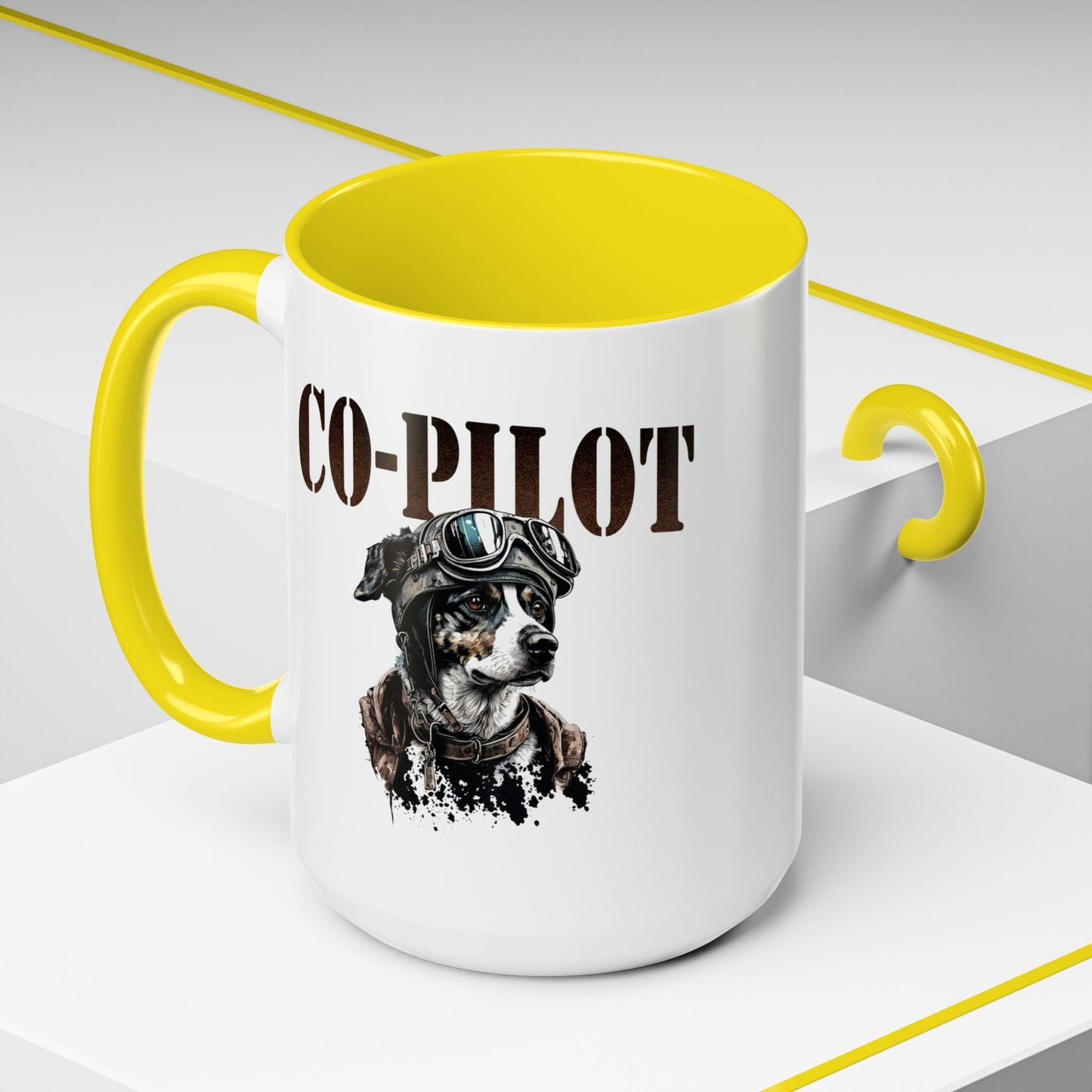 Co-Pilot Aviator Dog 15oz Mug Yellow / 15oz