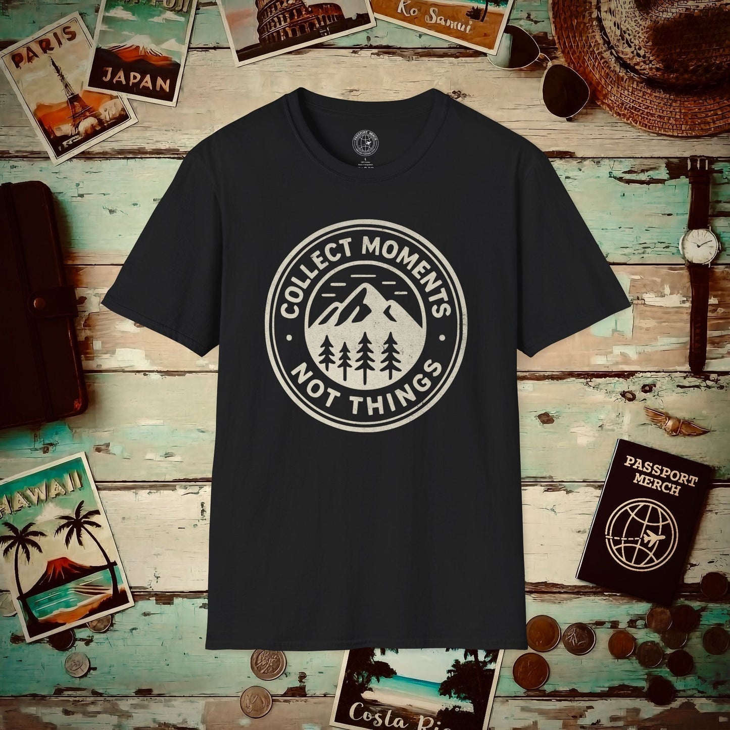 Collect Moments Not Things Vintage T-Shirt Black / S