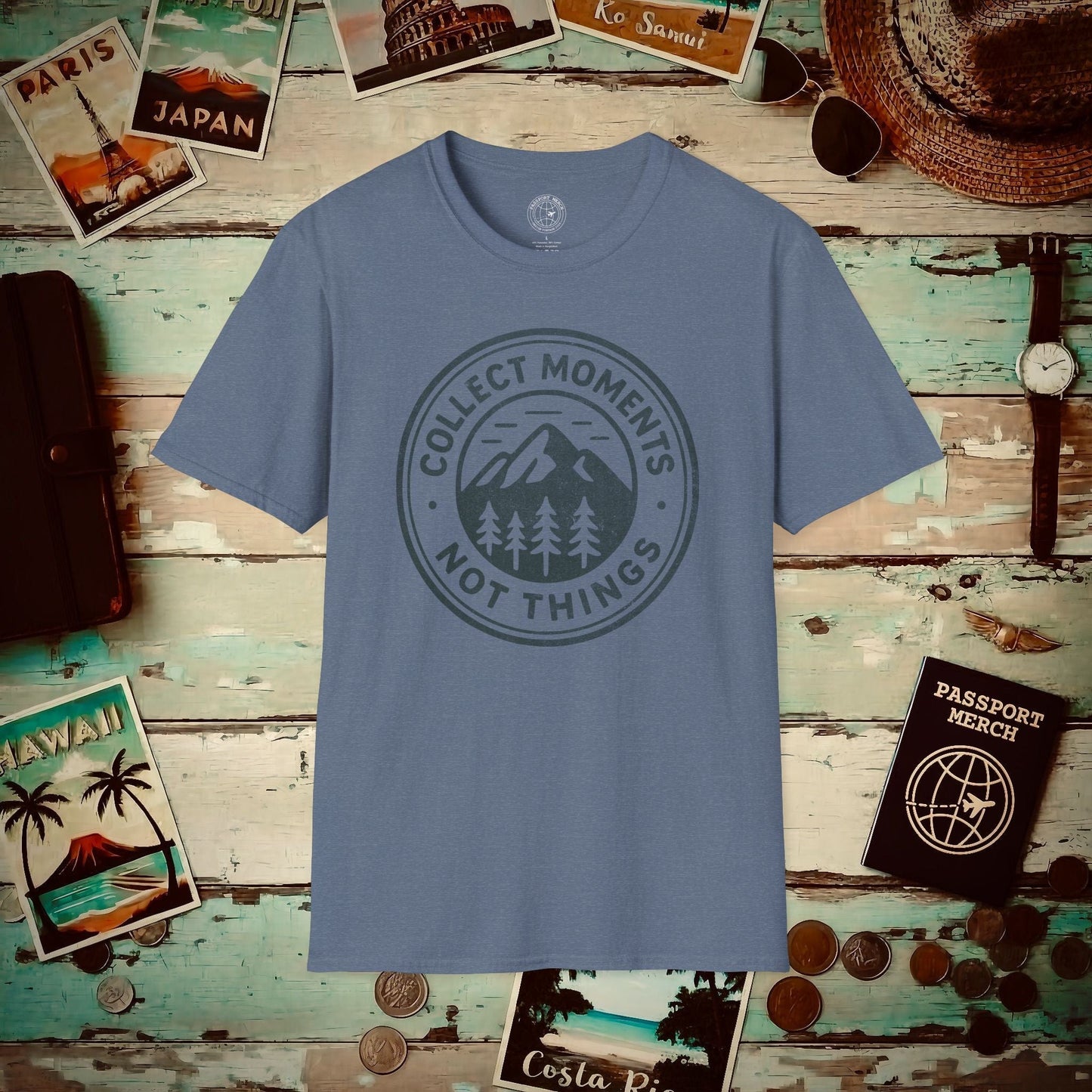 Collect Moments Not Things Vintage T-Shirt Heather Indigo / S